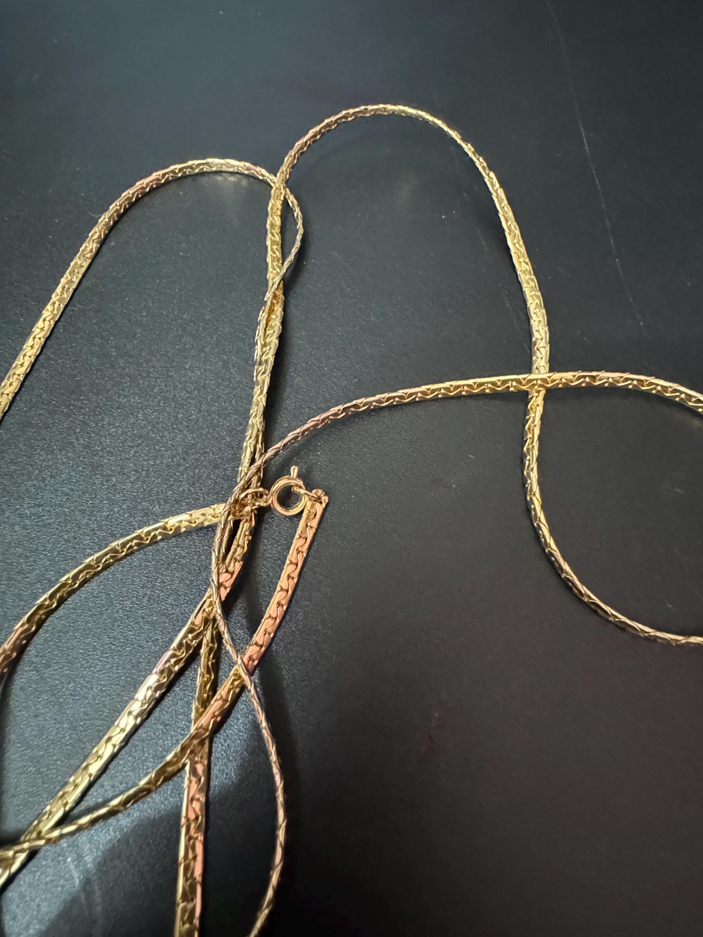 114cm 34 inch True Vintage 4mm gold plated very long flat fancy link chain plain layering necklace old shop stock