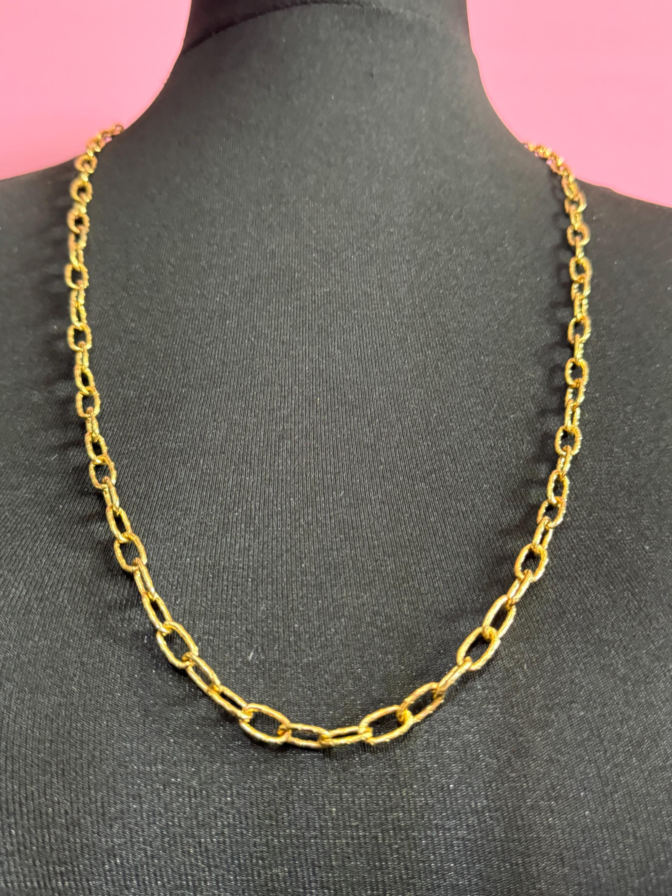 30.5” 78cm True Vintage 6mm gold plated ornate cable link chain ideal layering necklace for charms old shop stock