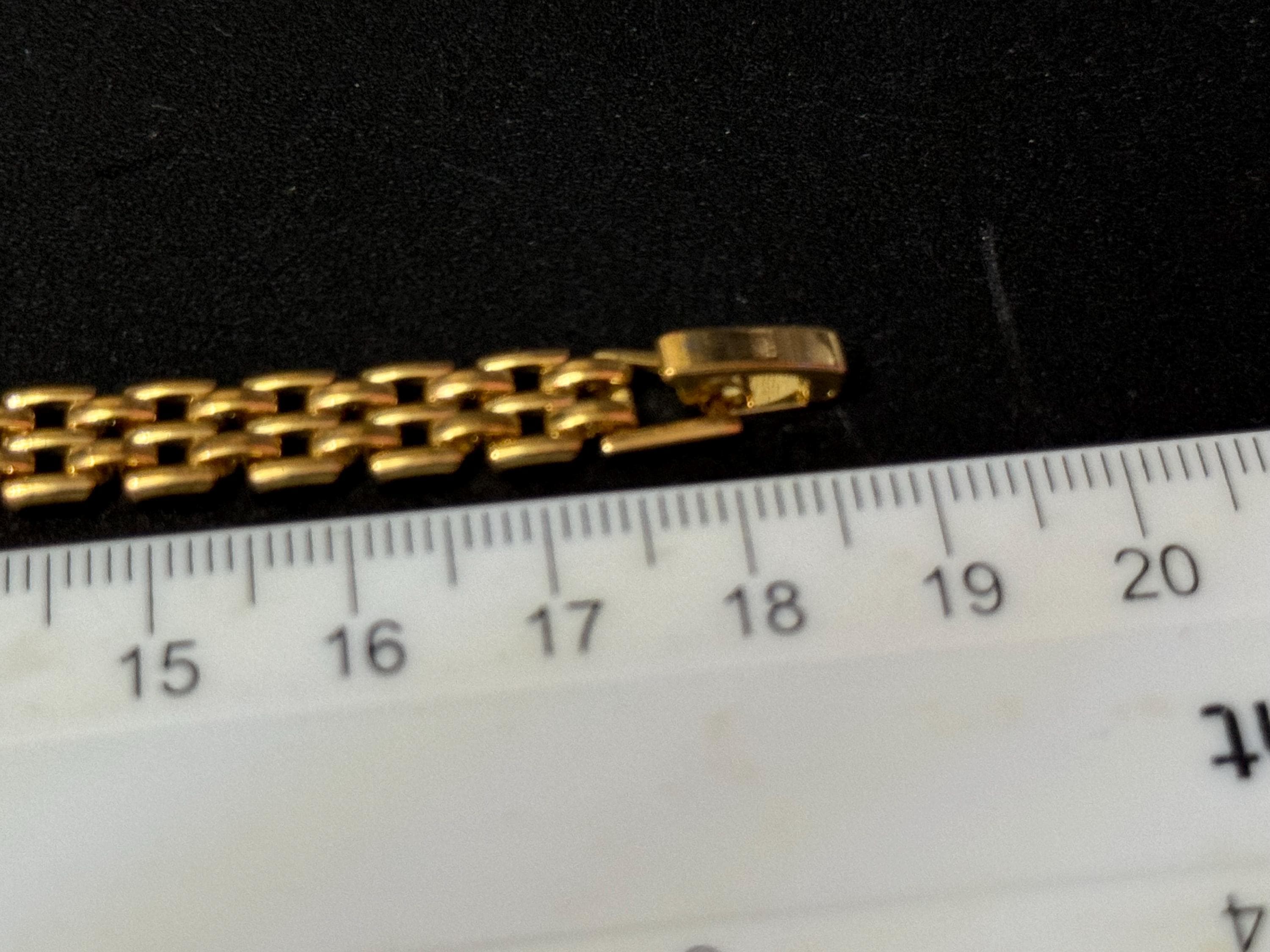 Vintage 1980s gold tone crystal diamanté panther chain link gold bracelet 18.5cm long