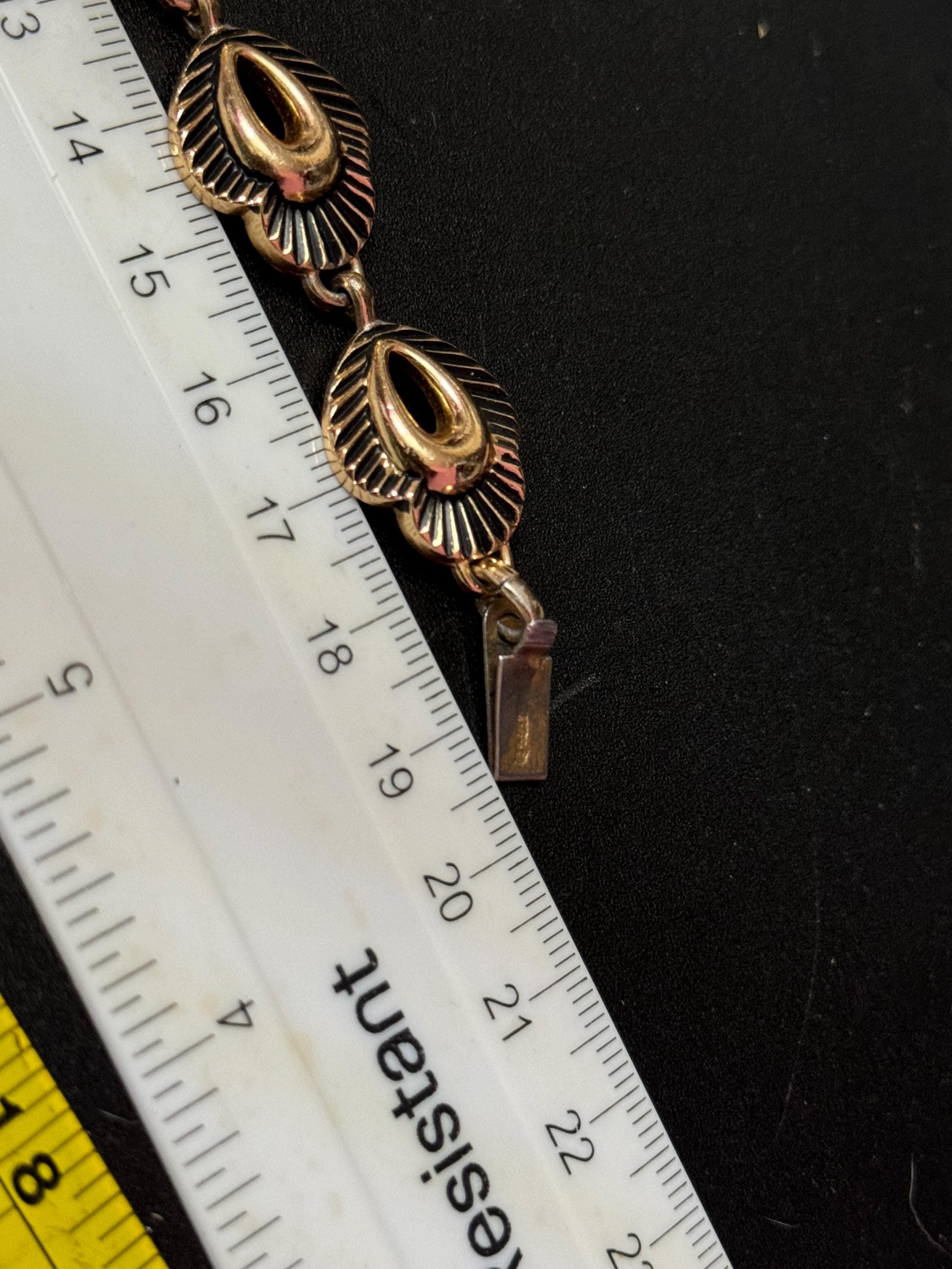 Signed GLOBUS Vintage copper gold tone lightweight aluminium panel link bracelet 19cm