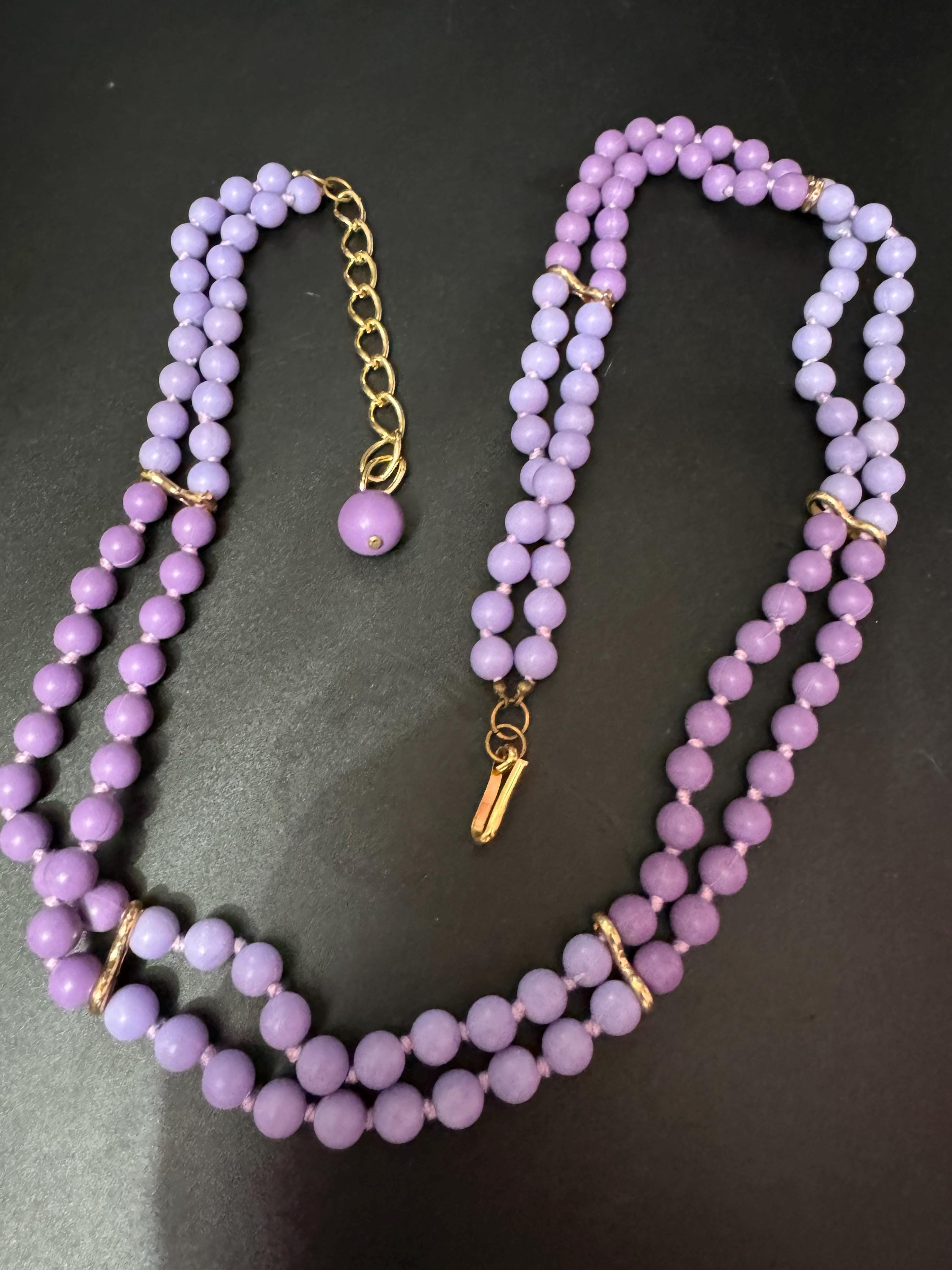 Size to 98cm Vintage 1960s 1970s purple Plastic beaded Adjustable chain Link Ladies Belt mid century