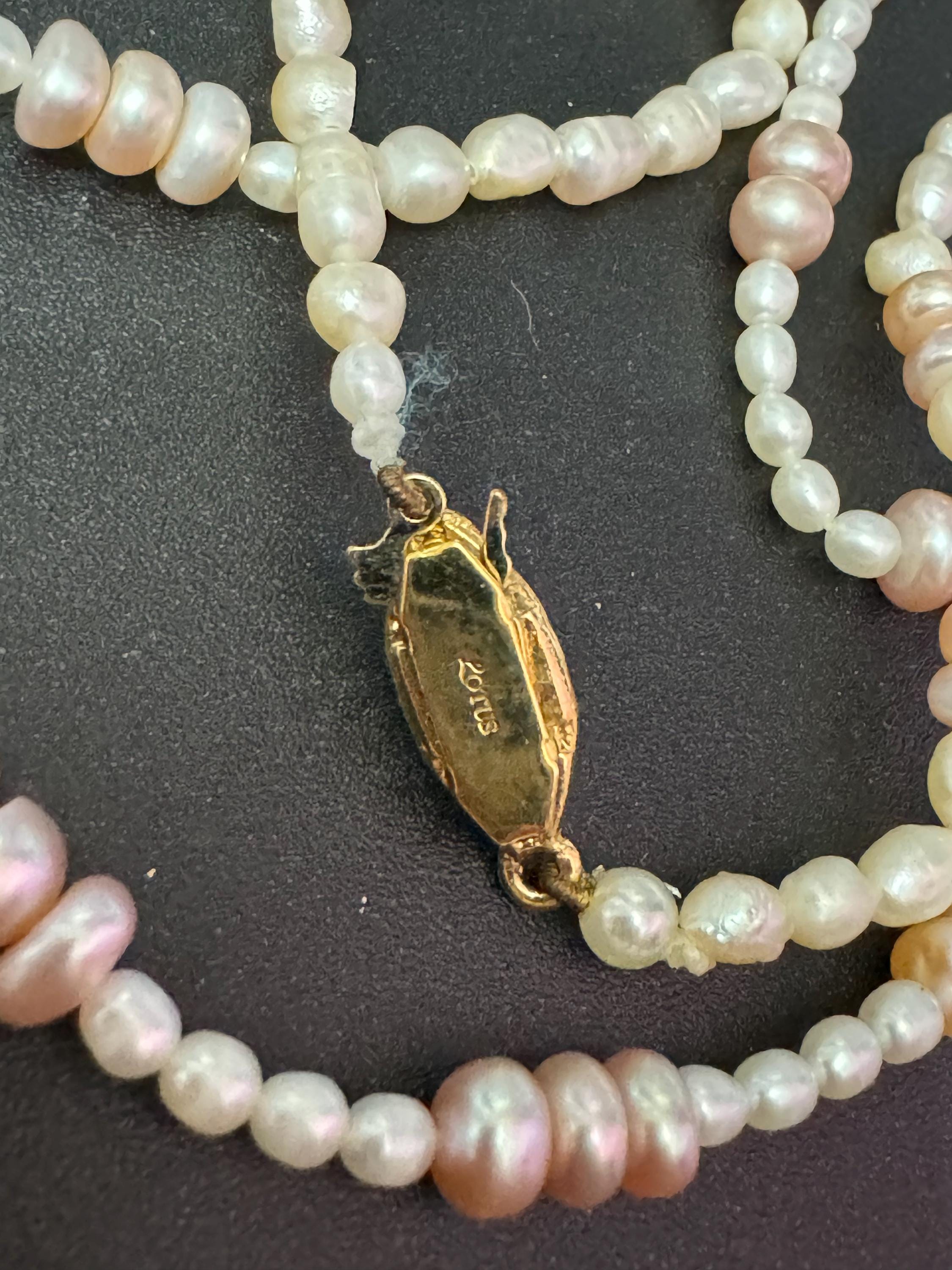 Signed lotus Light pink freshwater pearl long beaded necklace 77cm