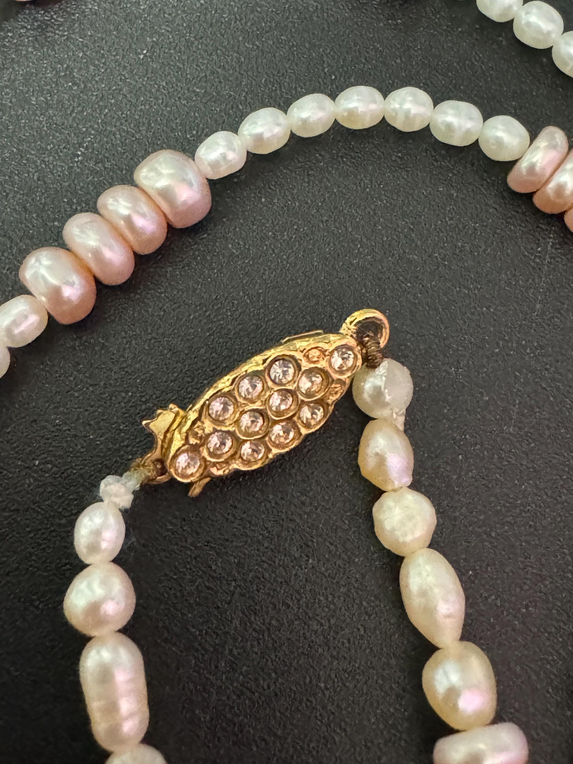 Signed lotus Light pink freshwater pearl long beaded necklace 77cm