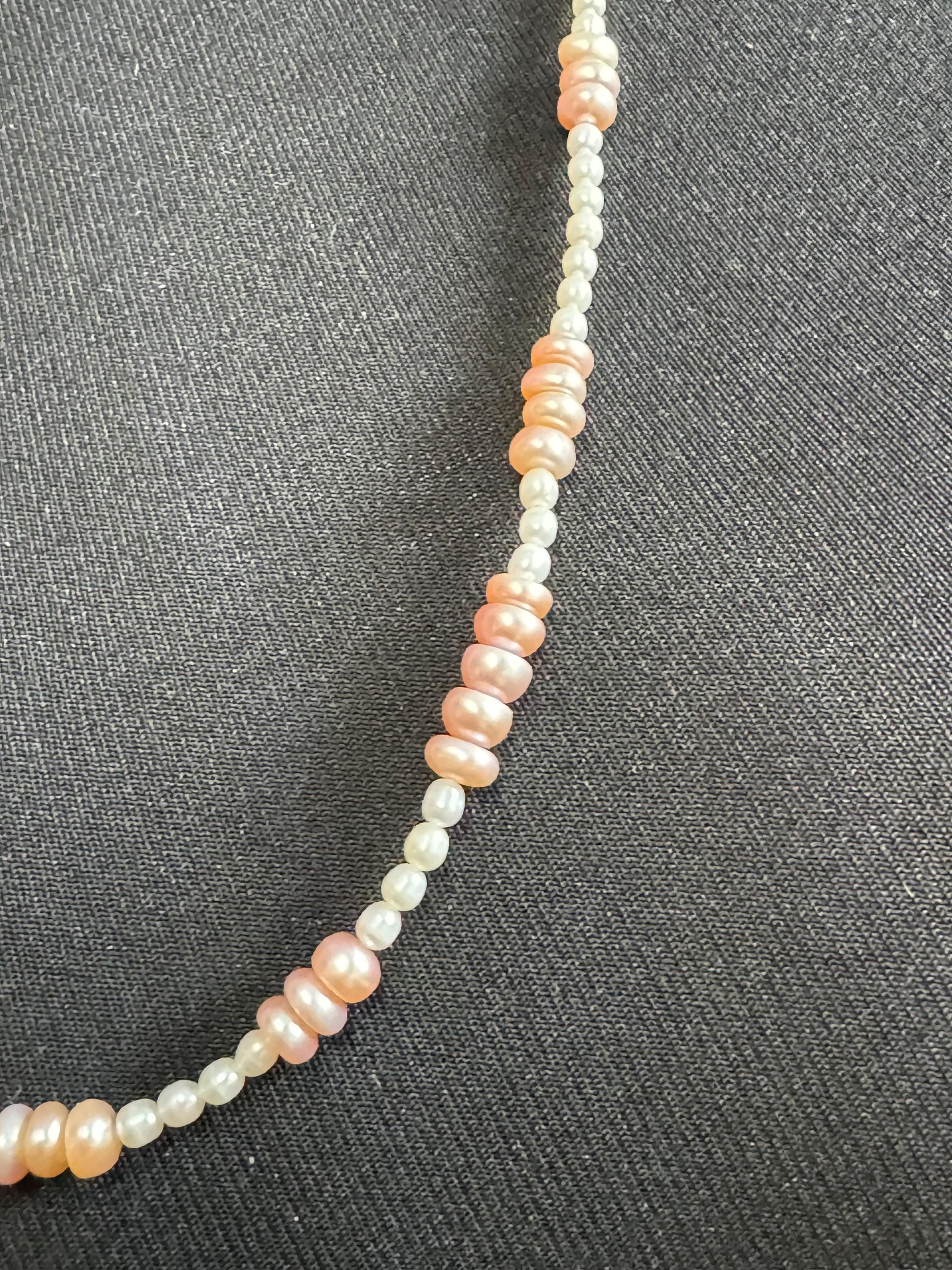 Signed lotus Light pink freshwater pearl long beaded necklace 77cm