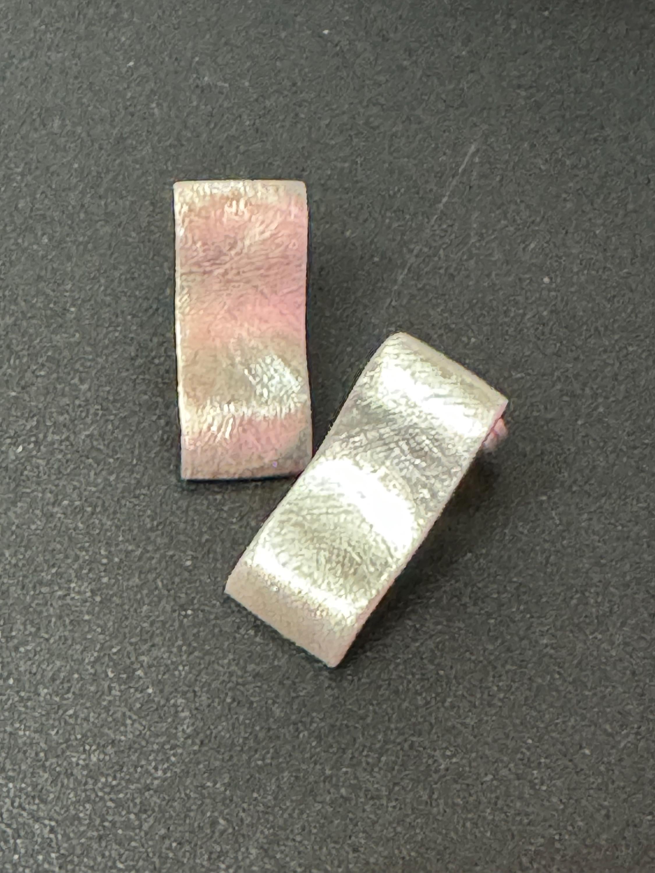 modernist planished rectangular pierced stud earrings 925 sterling silver 3.9 grams