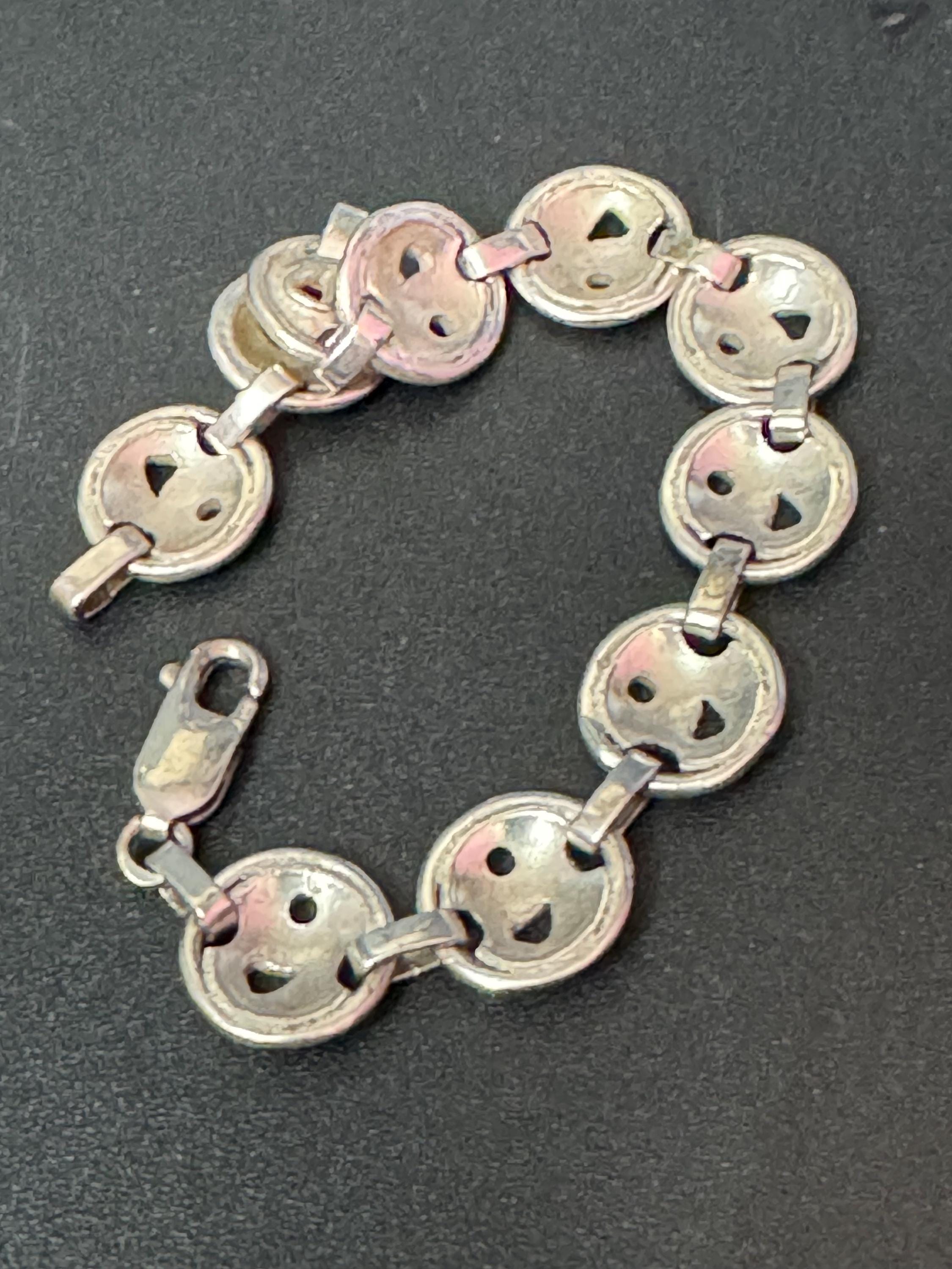 modernist abstract circles chain link bracelet Retro 925 sterling silver 17cm 14.1 grams