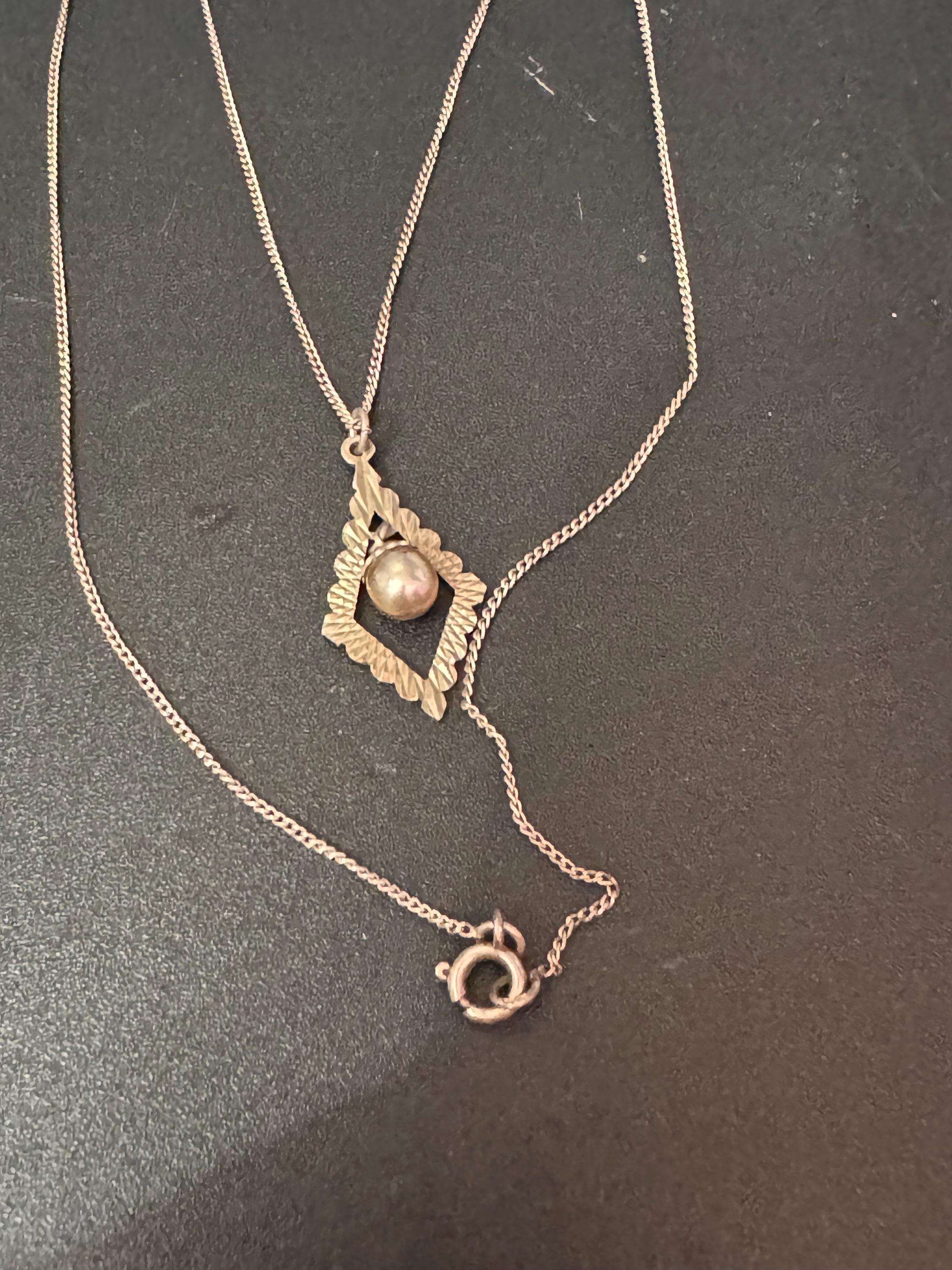 Dainty 925 sterling silver abstract bark ball pendant brutalist modernist chain necklace 44cm 3 grams 925