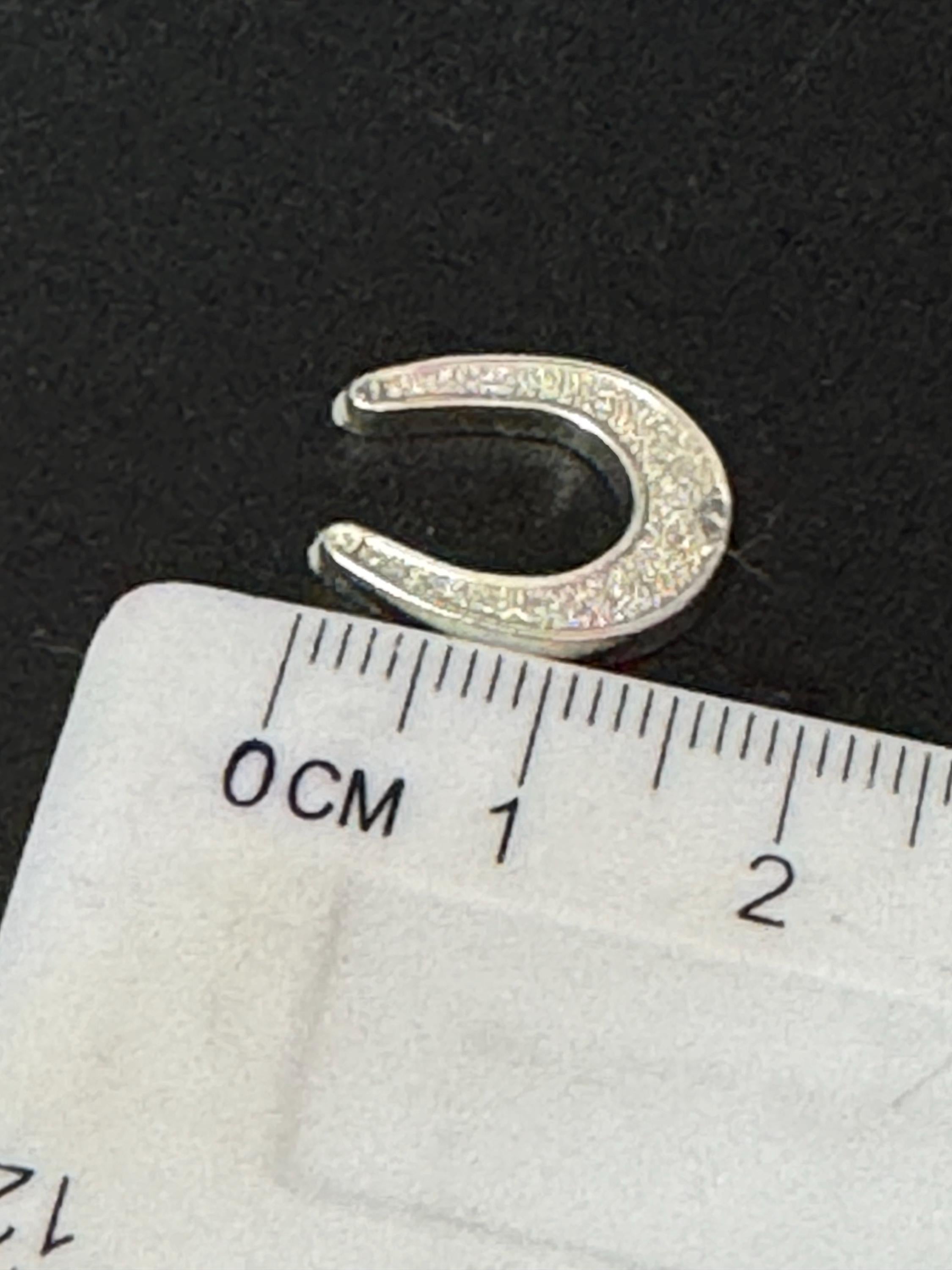 Small horseshoe Wedding Cake topper decoration Vintage silver plastic 1.5cm