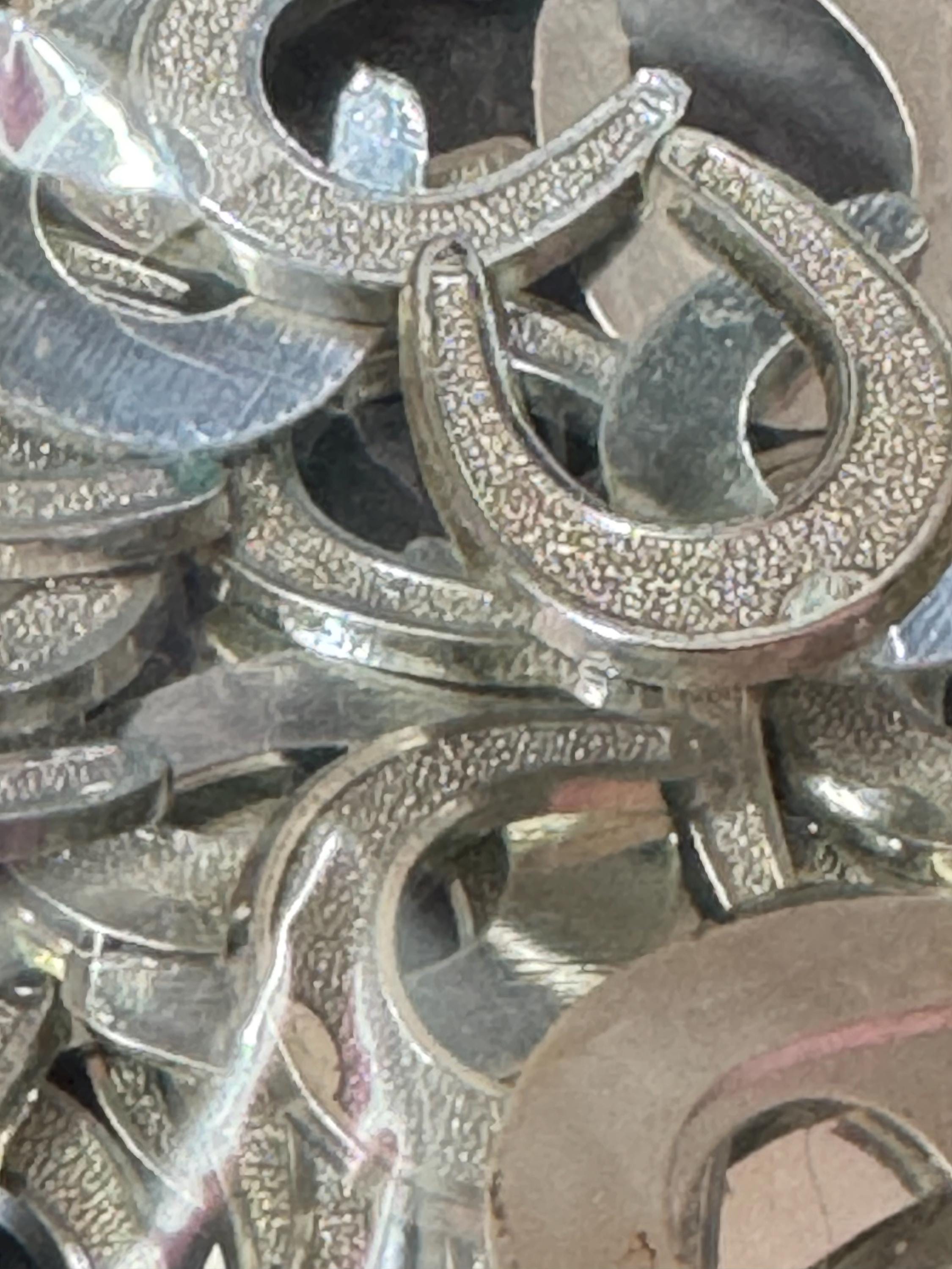 Small horseshoe Wedding Cake topper decoration Vintage silver plastic 1.5cm