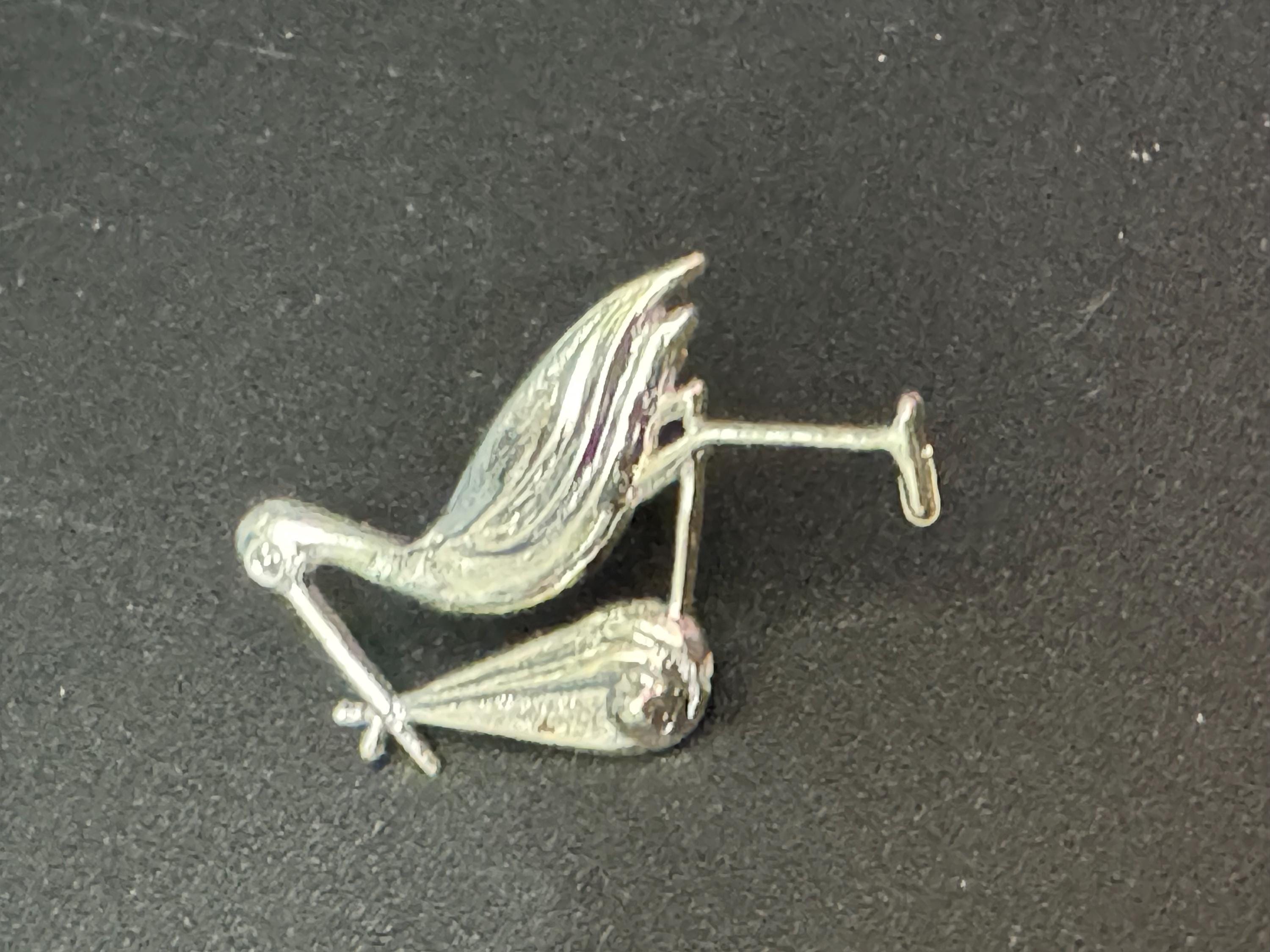 Vintage new baby christening silver plastic stork cake topper decoration