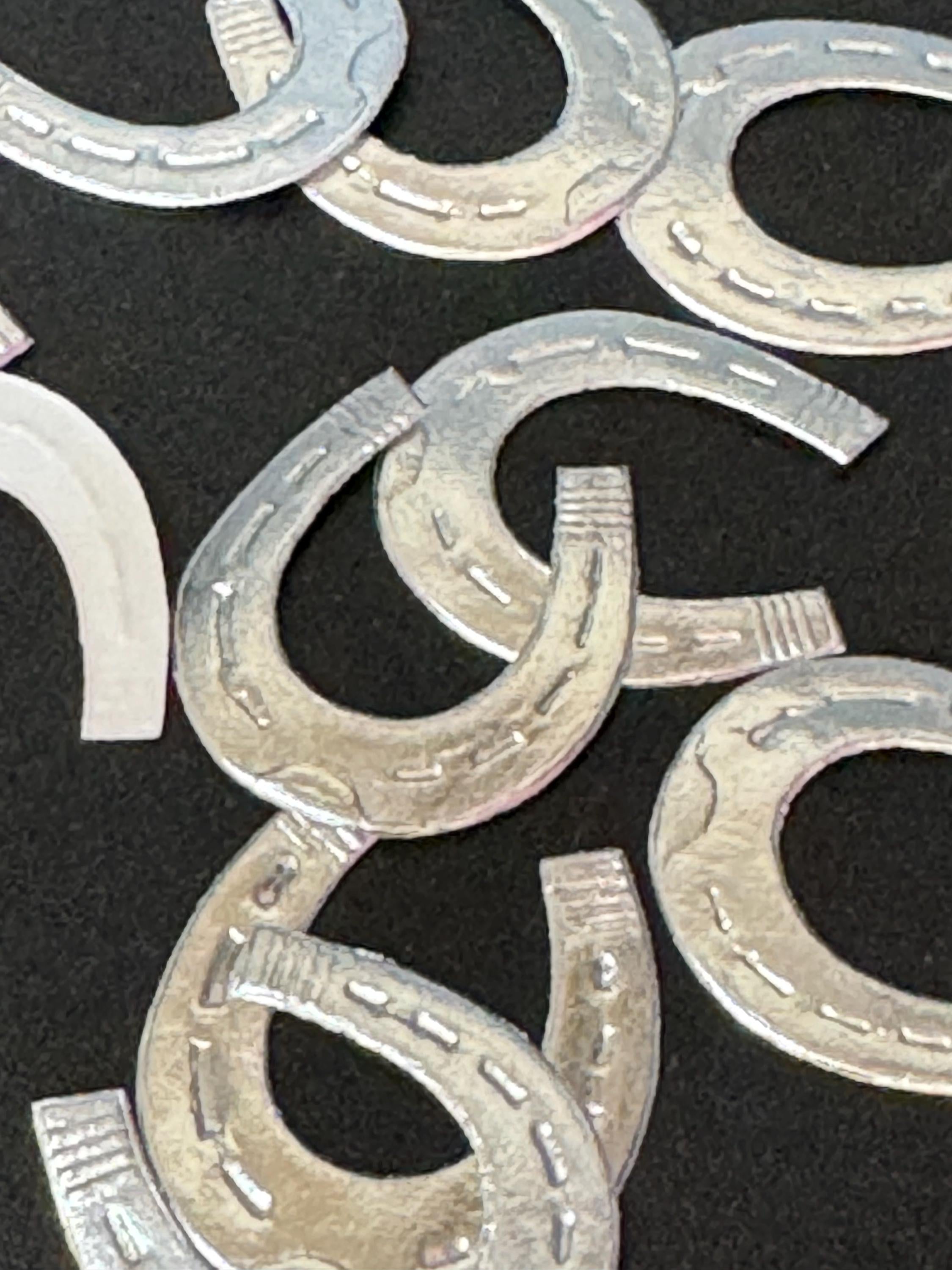 Pack of 10 paper horseshoe Wedding Cake topper decorations true Vintage silver 3cm horse shoe