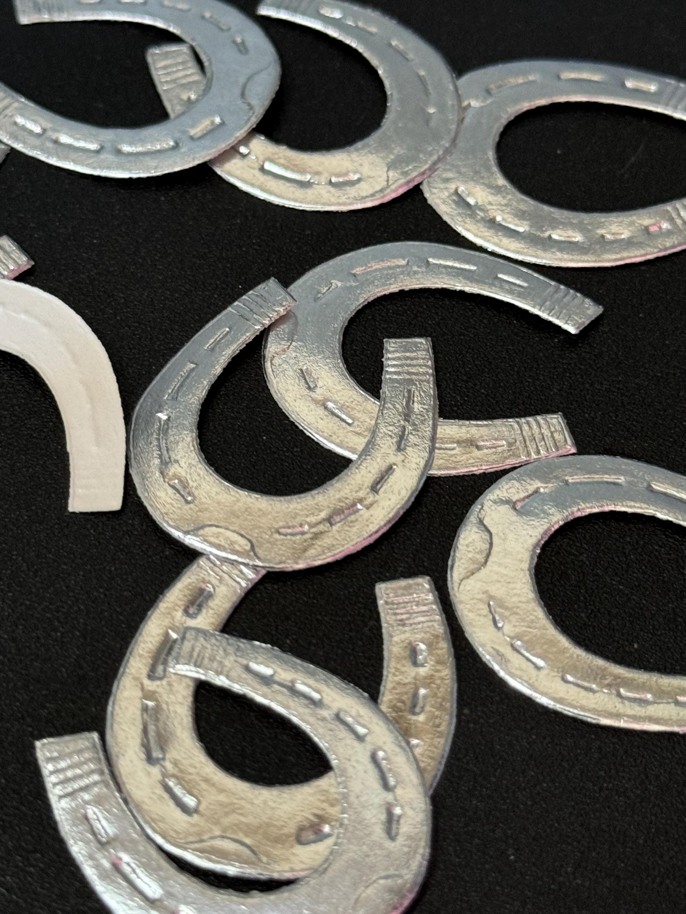 Pack of 10 paper horseshoe Wedding Cake topper decorations true Vintage silver 3cm horse shoe