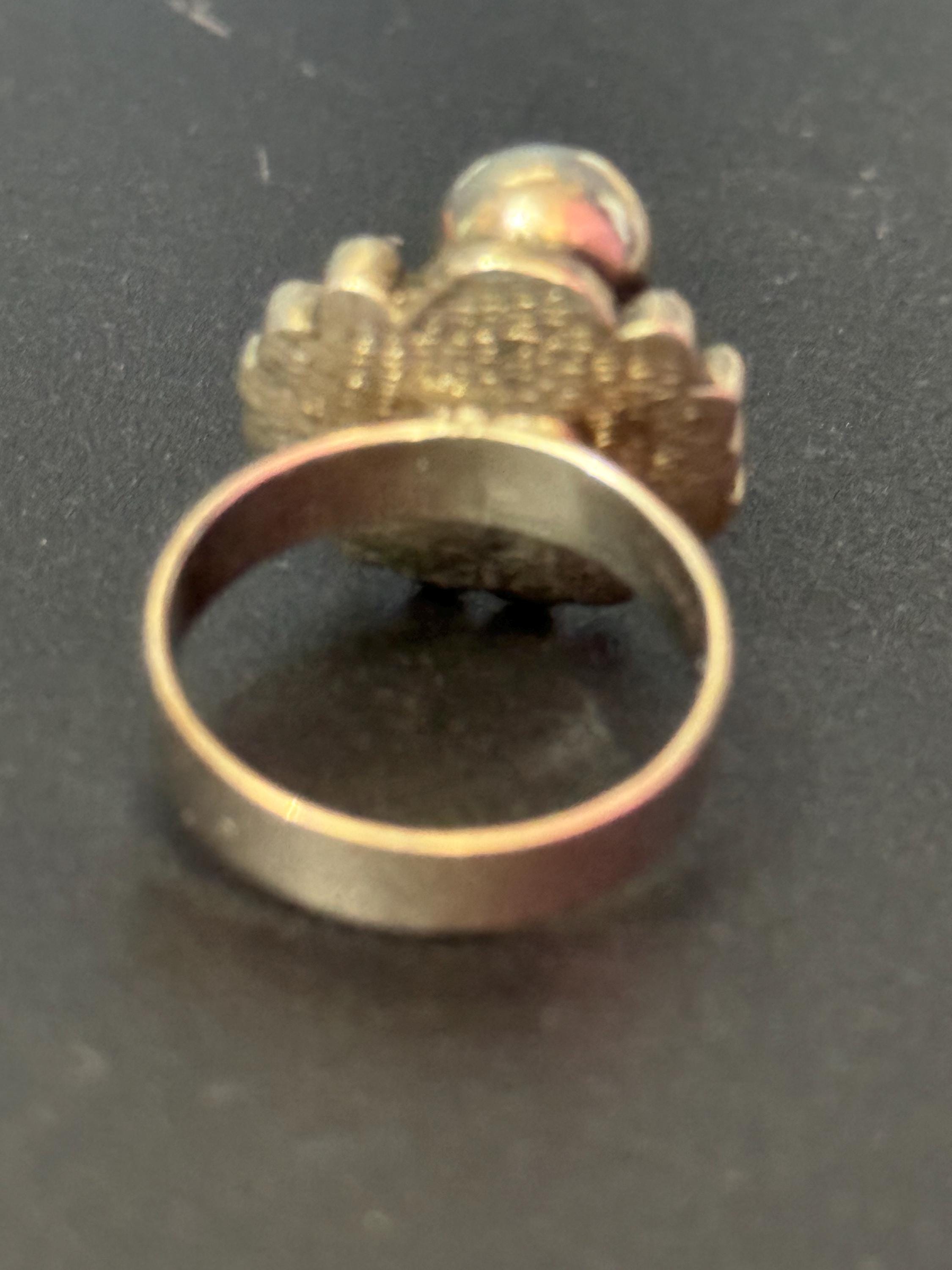 Vintage 835 continental silver modernist brutalist ball ring 10.5 grams grams size O / P