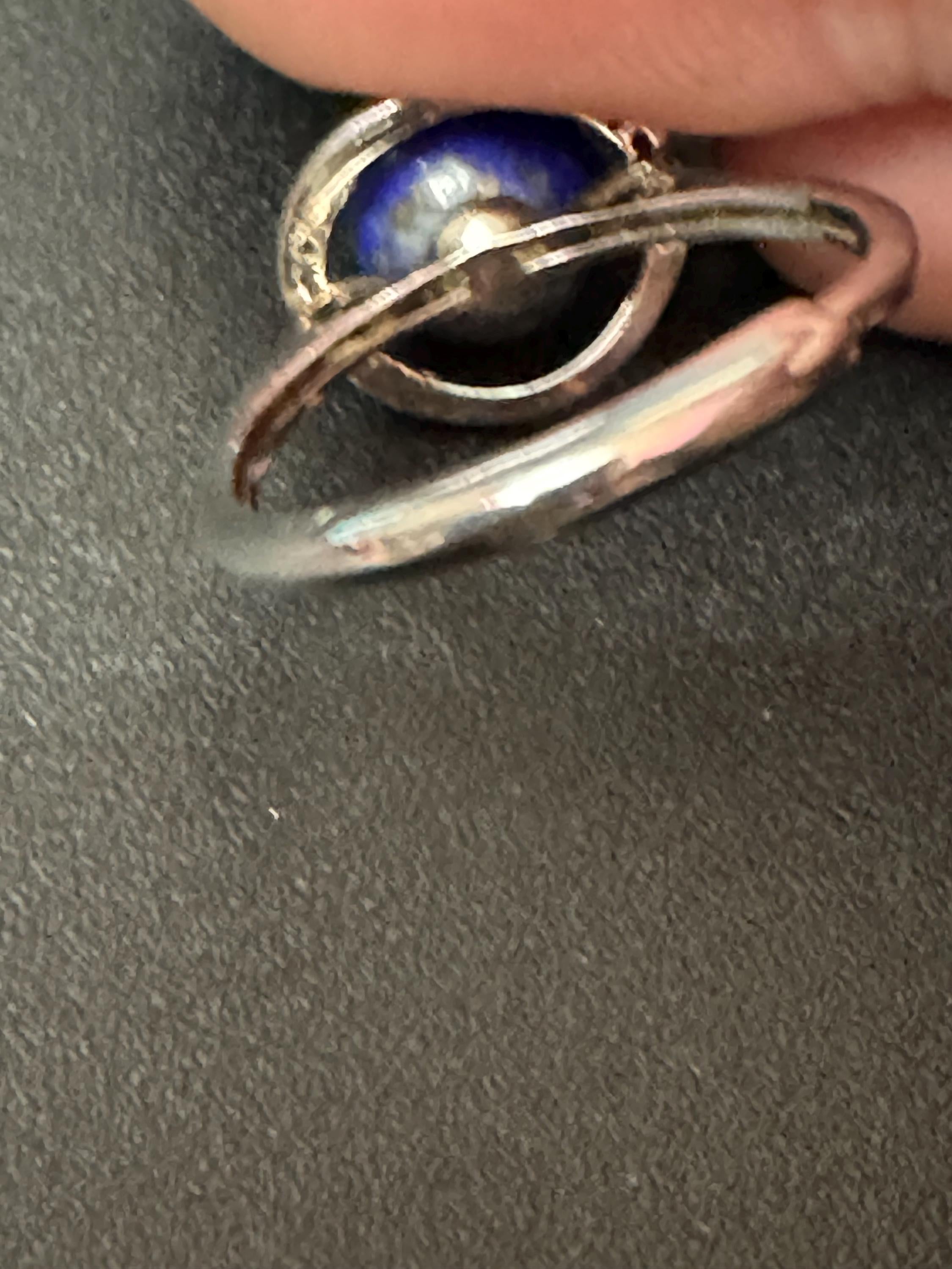 Vintage Sterling Silver Lapis Lazuli Cocktail Ring (Size N/O)