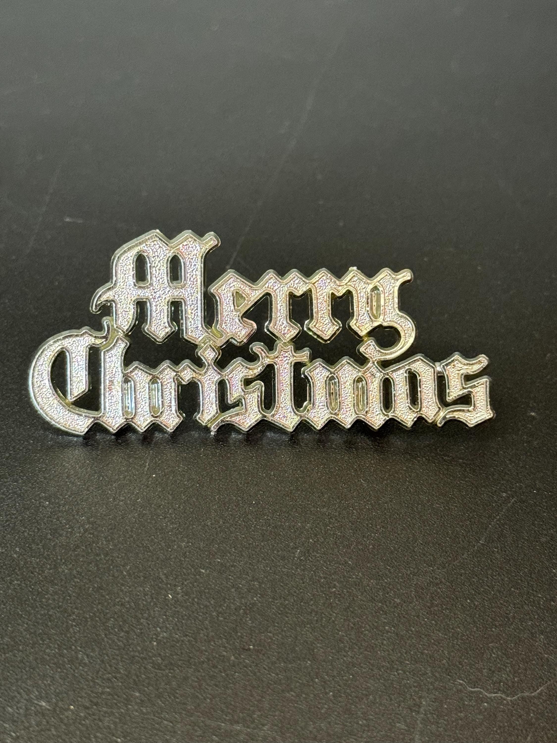 Stand up MERRY CHRISTMAS silver plastic cake topper decoration home baking sign