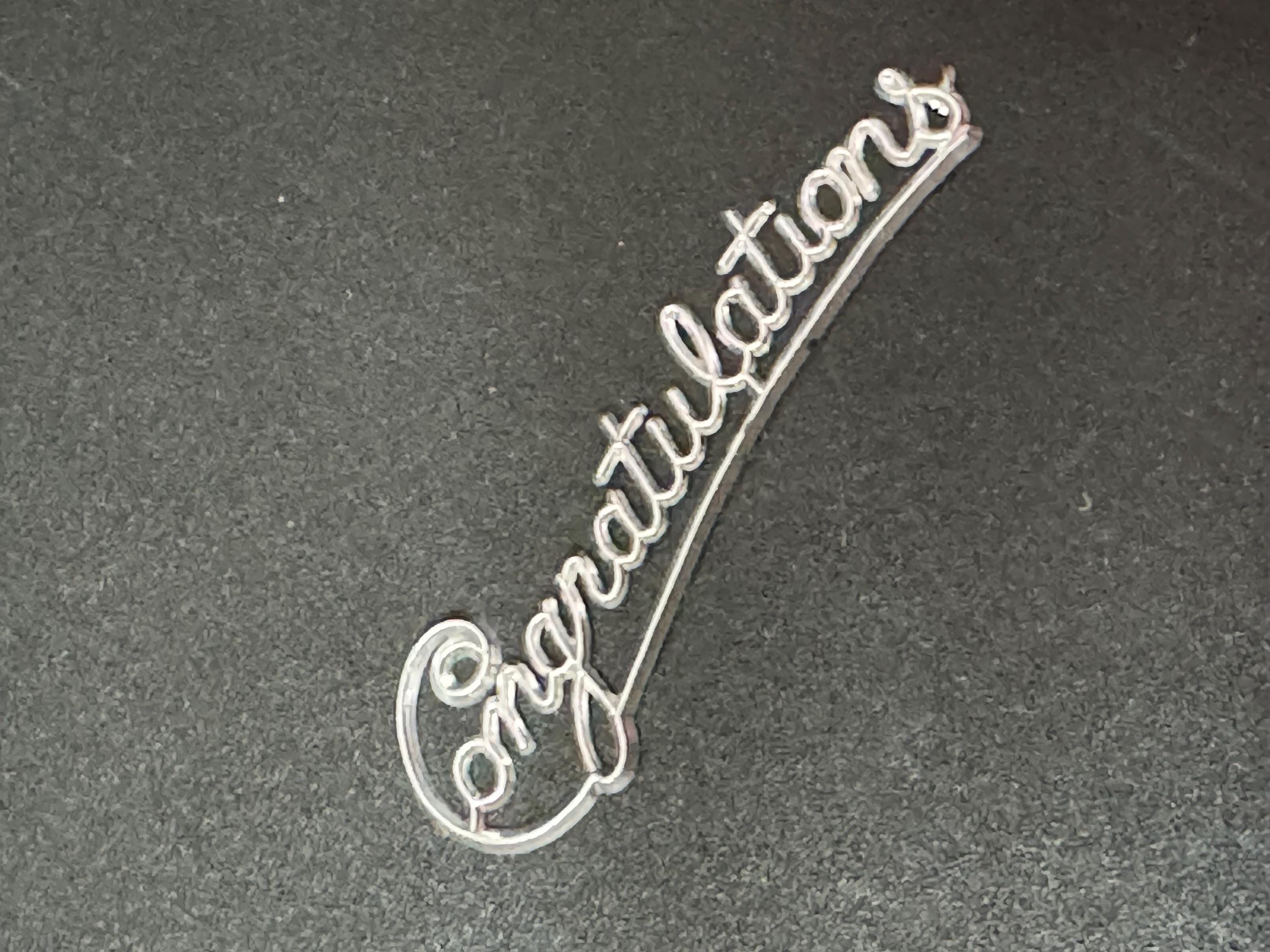Retro silver congratulations cake topper decoration reusable plastic