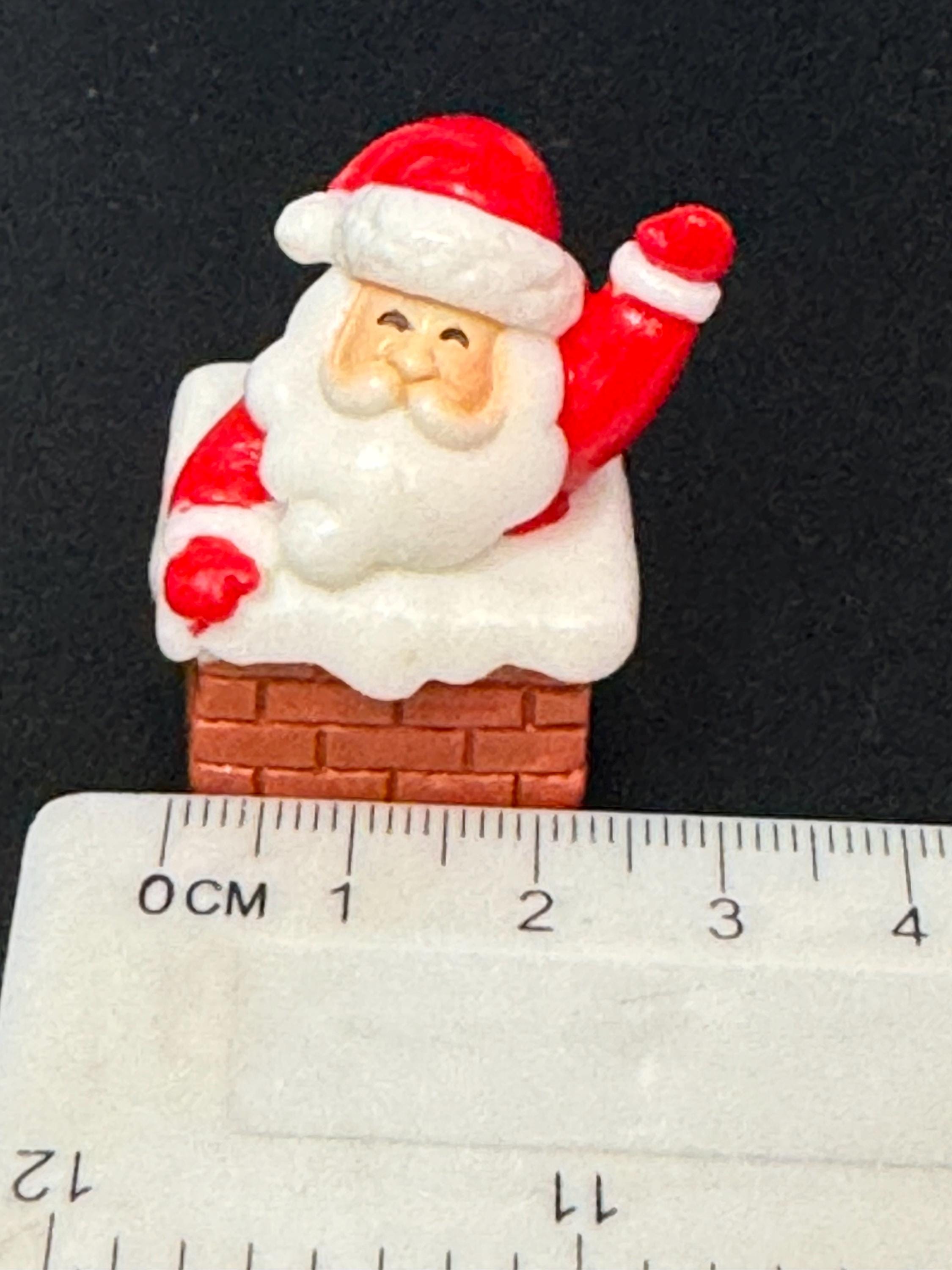 Mini Father Christmas,  Santa in chimney Christmas cake topper decoration