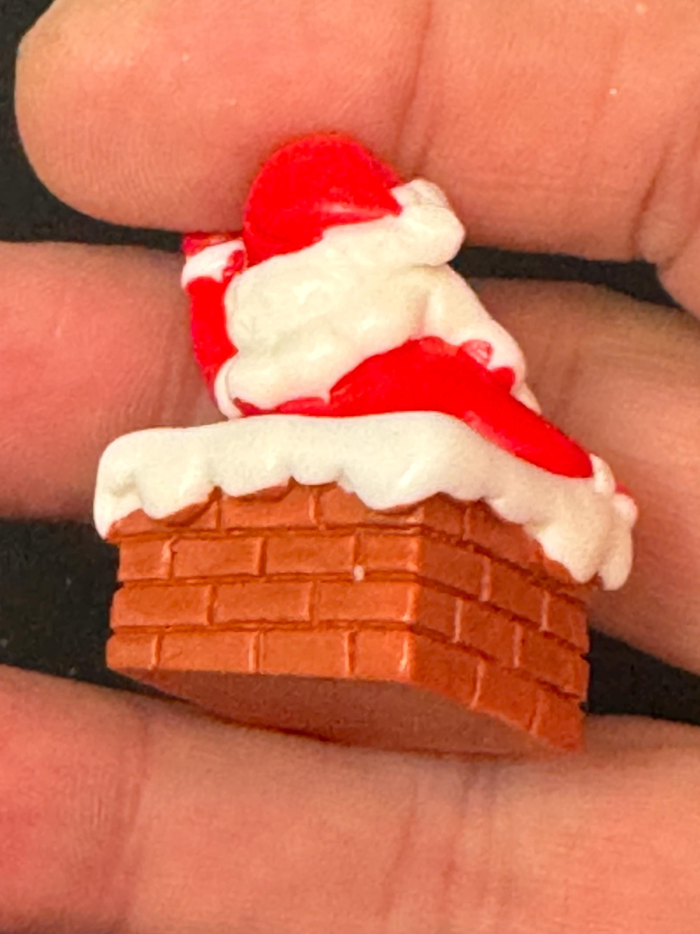 Mini Father Christmas,  Santa in chimney Christmas cake topper decoration