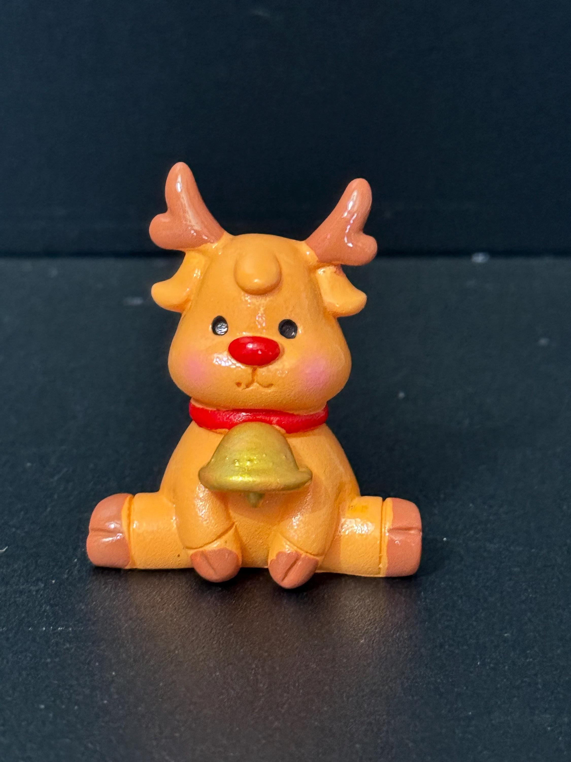 Rudolph Reindeer Christmas Cake Topper, Reusable Plastic Decoration