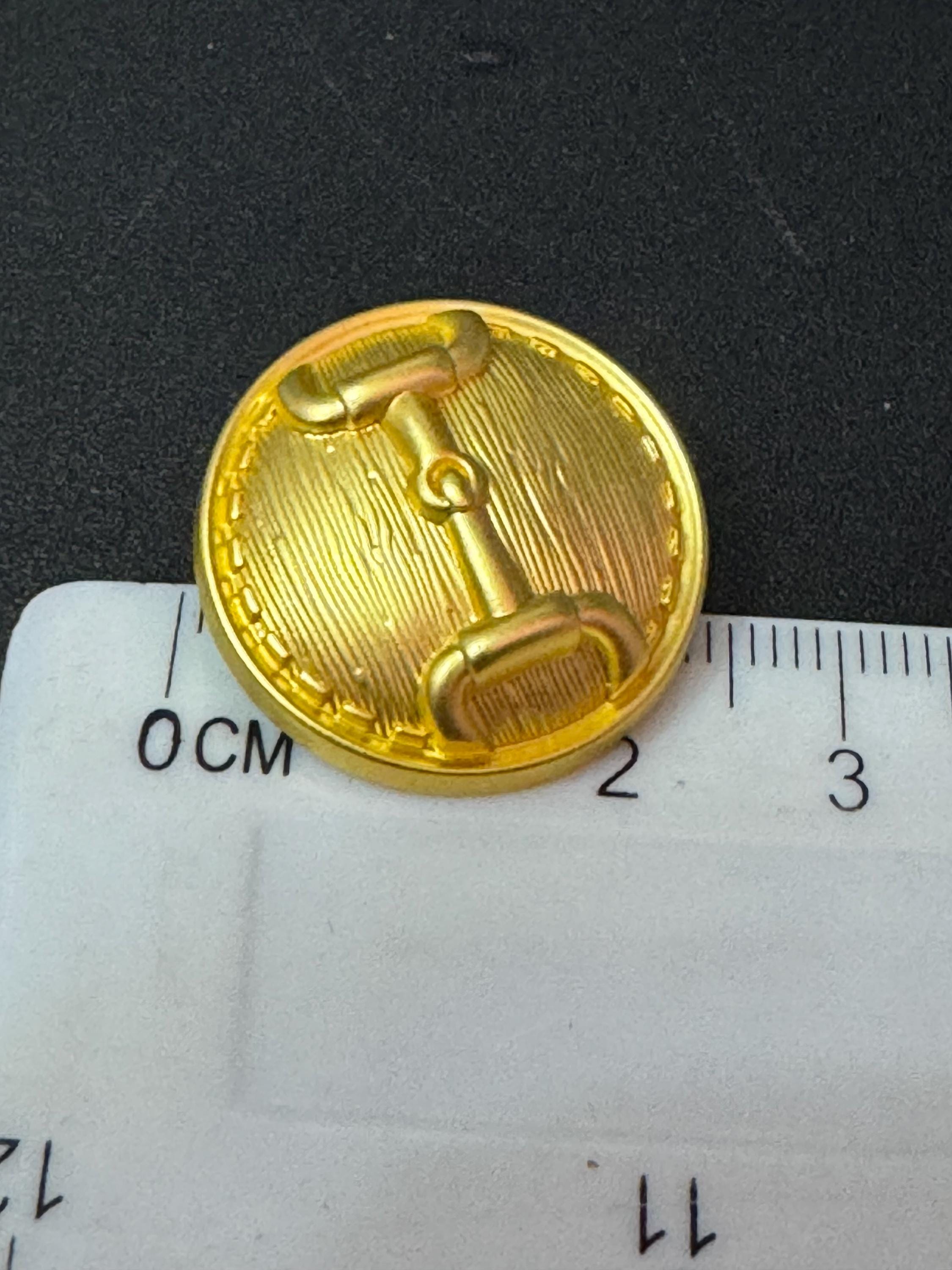 23mm Set of 5 bright Gold metal snaffle horse bit metal domed buttons