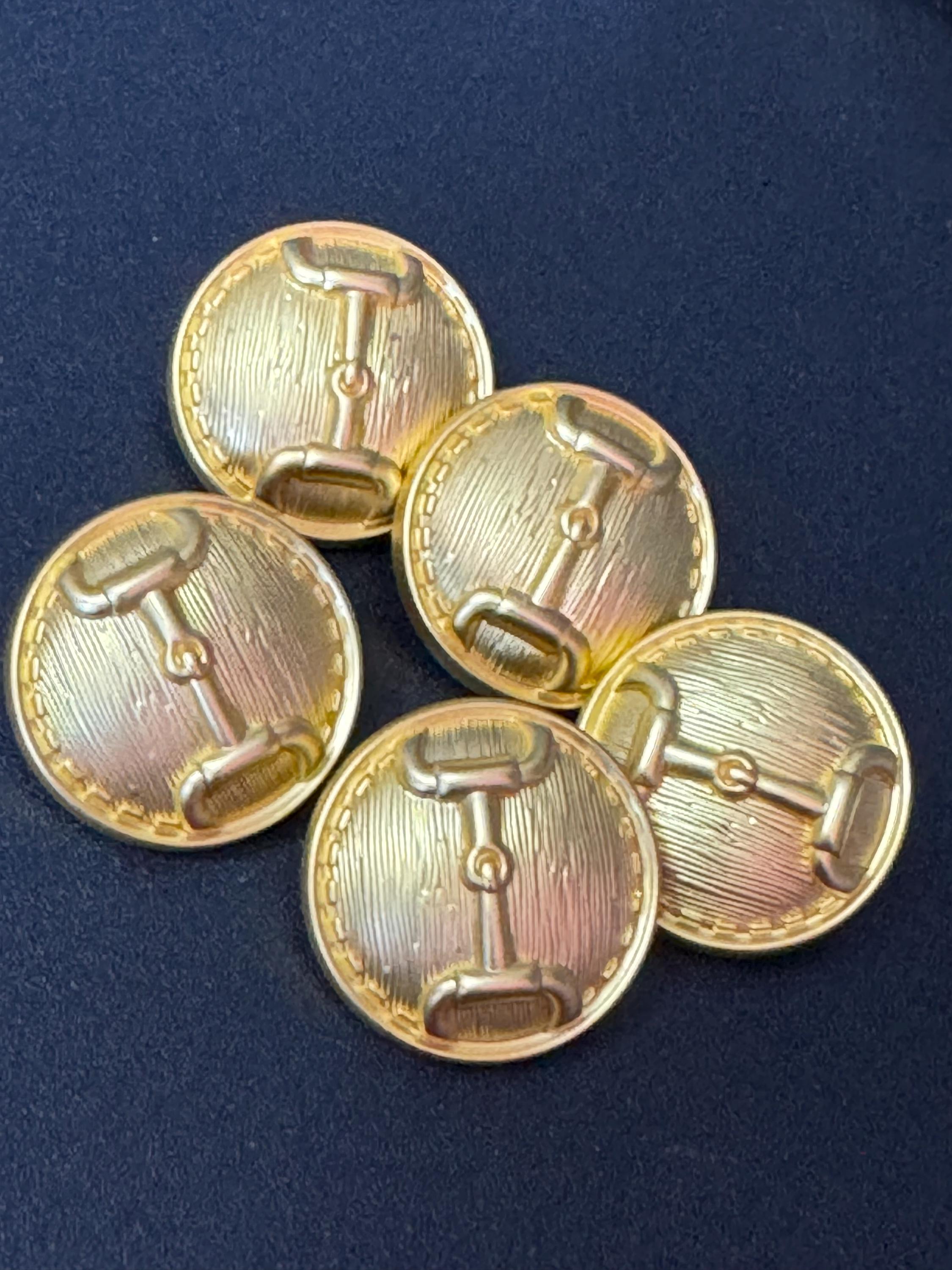 23mm Set of 5 bright Gold metal snaffle horse bit metal domed buttons