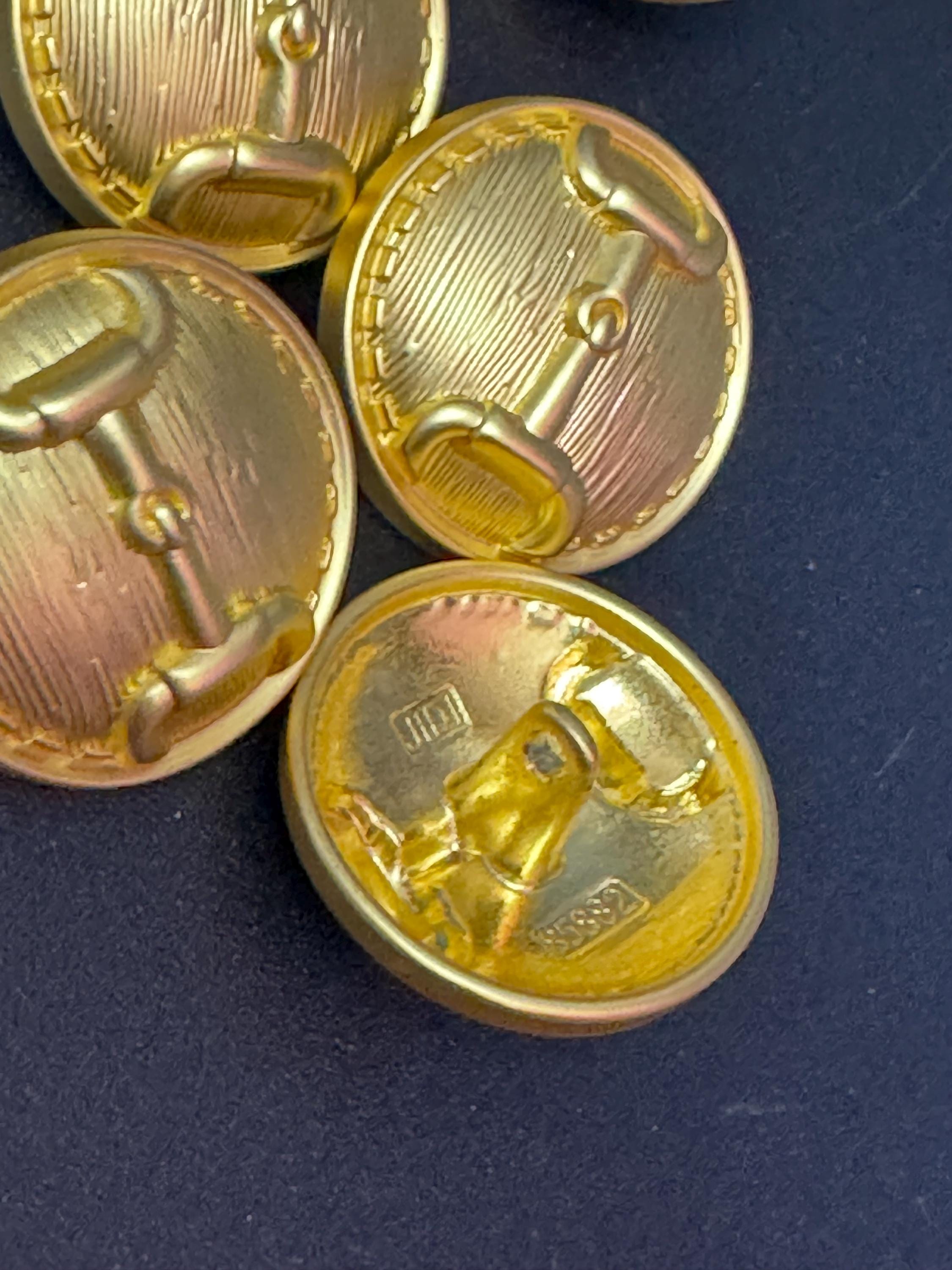 23mm Set of 5 bright Gold metal snaffle horse bit metal domed buttons