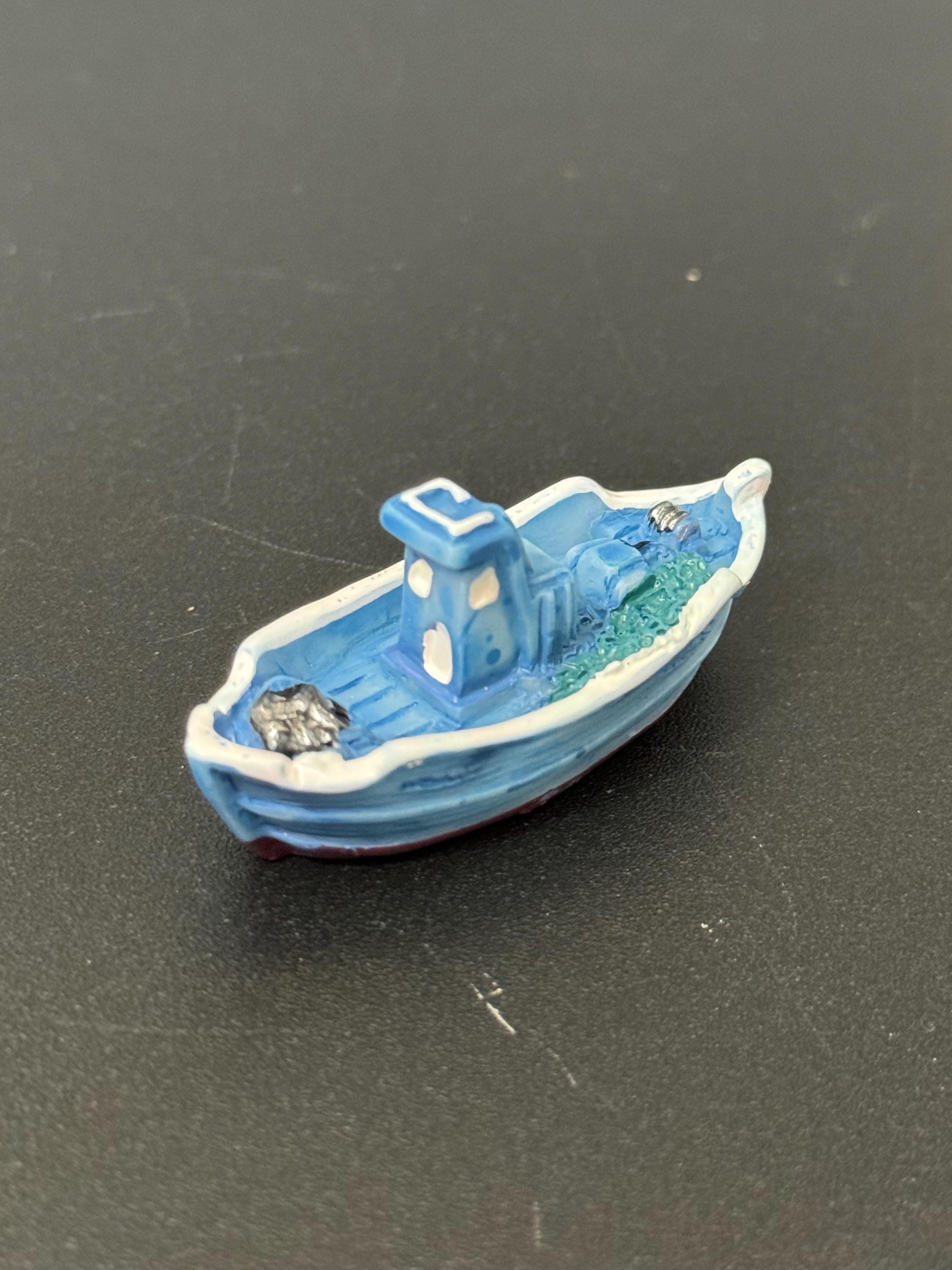5cm miniature blue sea fishing boat cake topper decoration