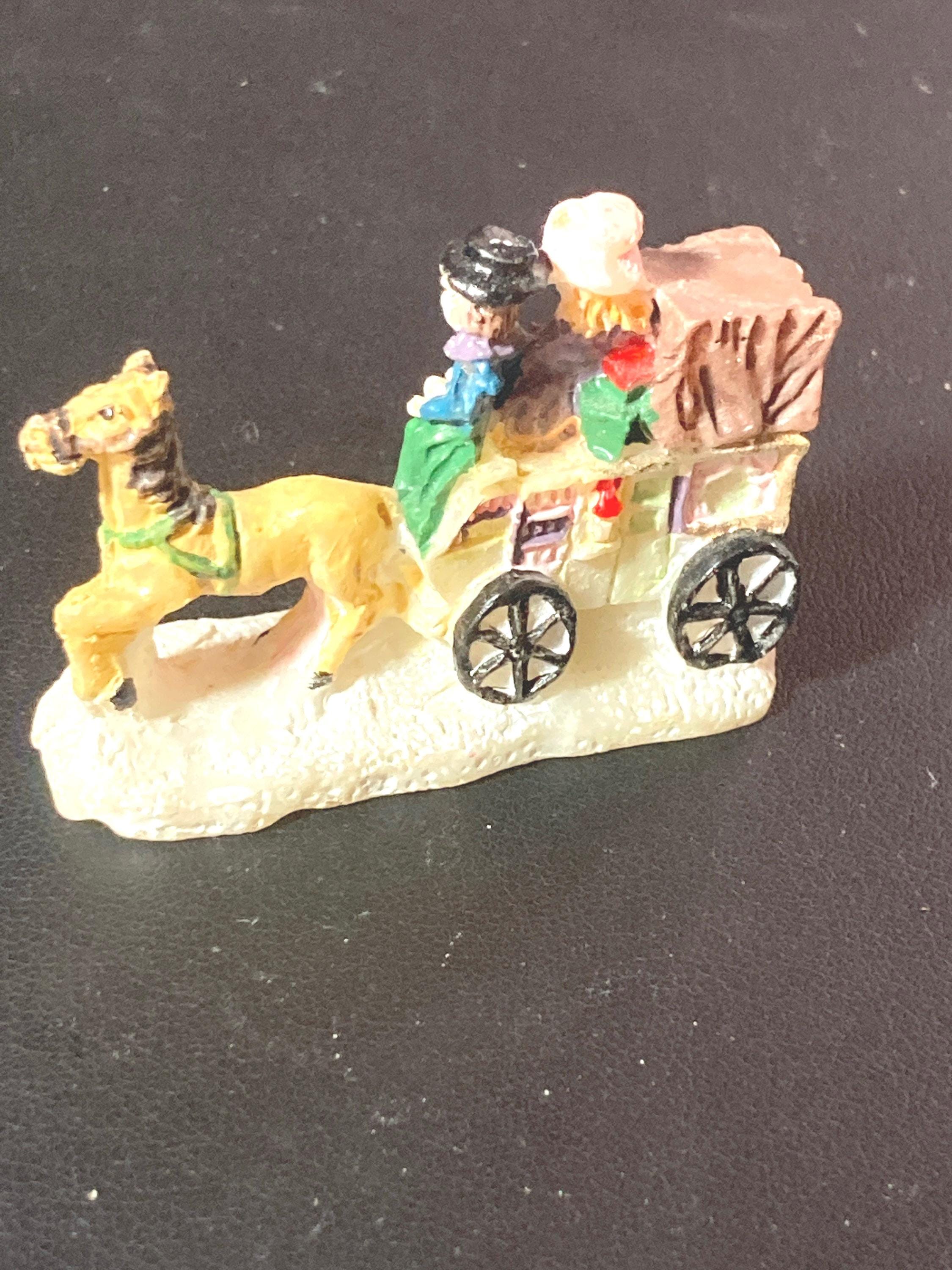 Antique early plastic Victorian people coach and horses Christmas Christmas Xmas Cake topper