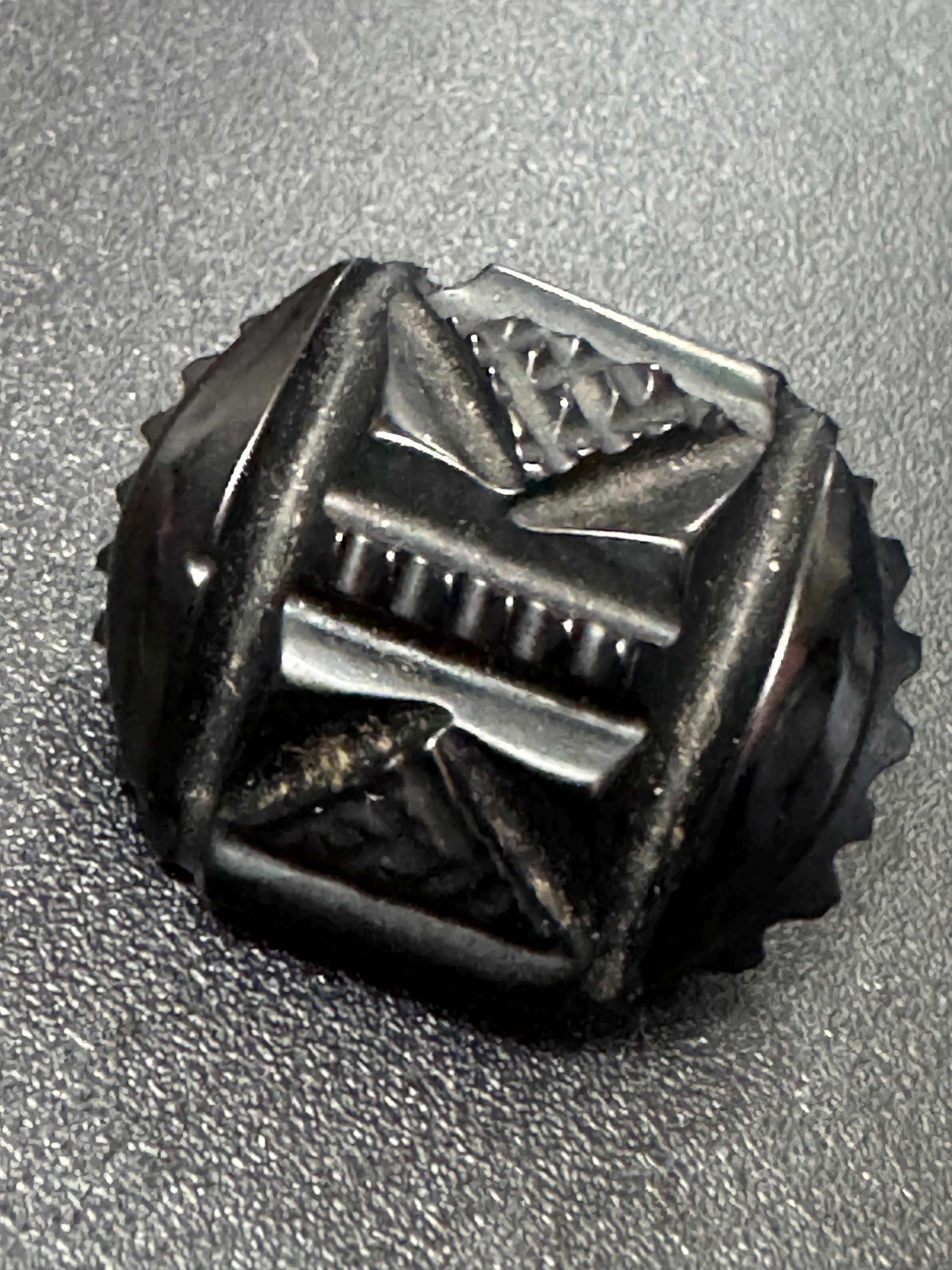 vintage retro small Victorian revival mourning brooch Faux Jet Bog oak