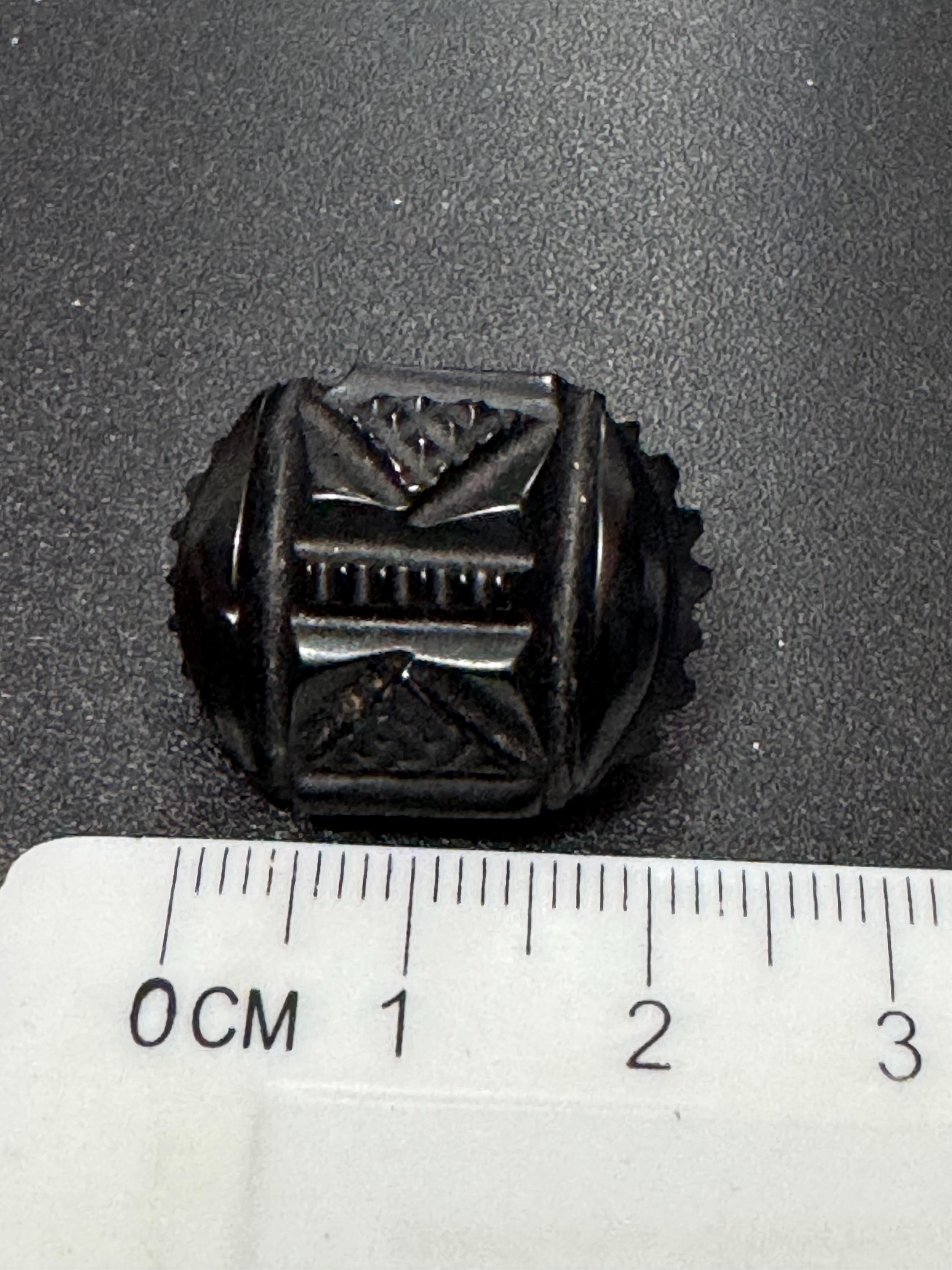 vintage retro small Victorian revival mourning brooch Faux Jet Bog oak