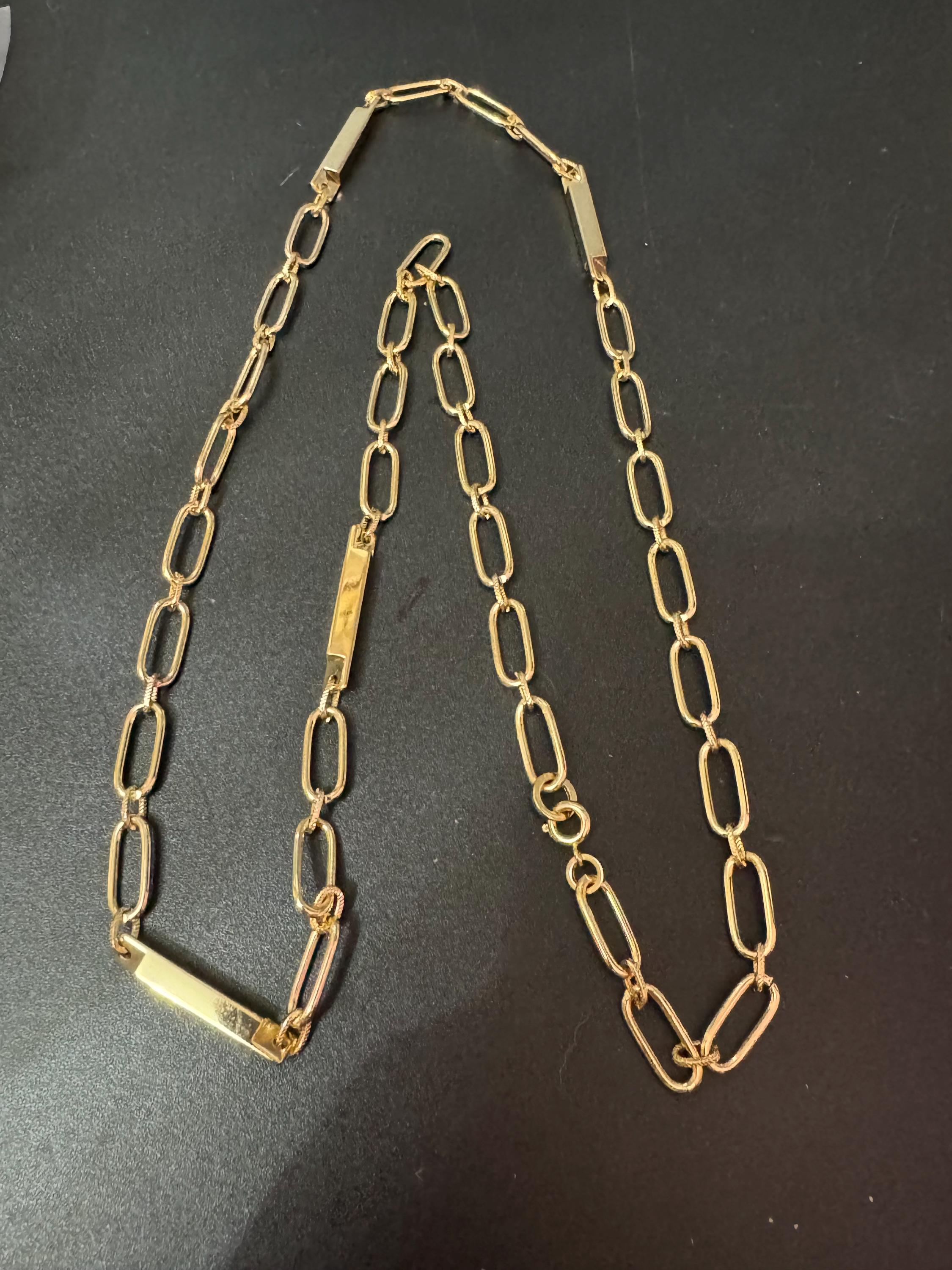 23” 76cm long 1980s gold tone fancy link station necklace for layering