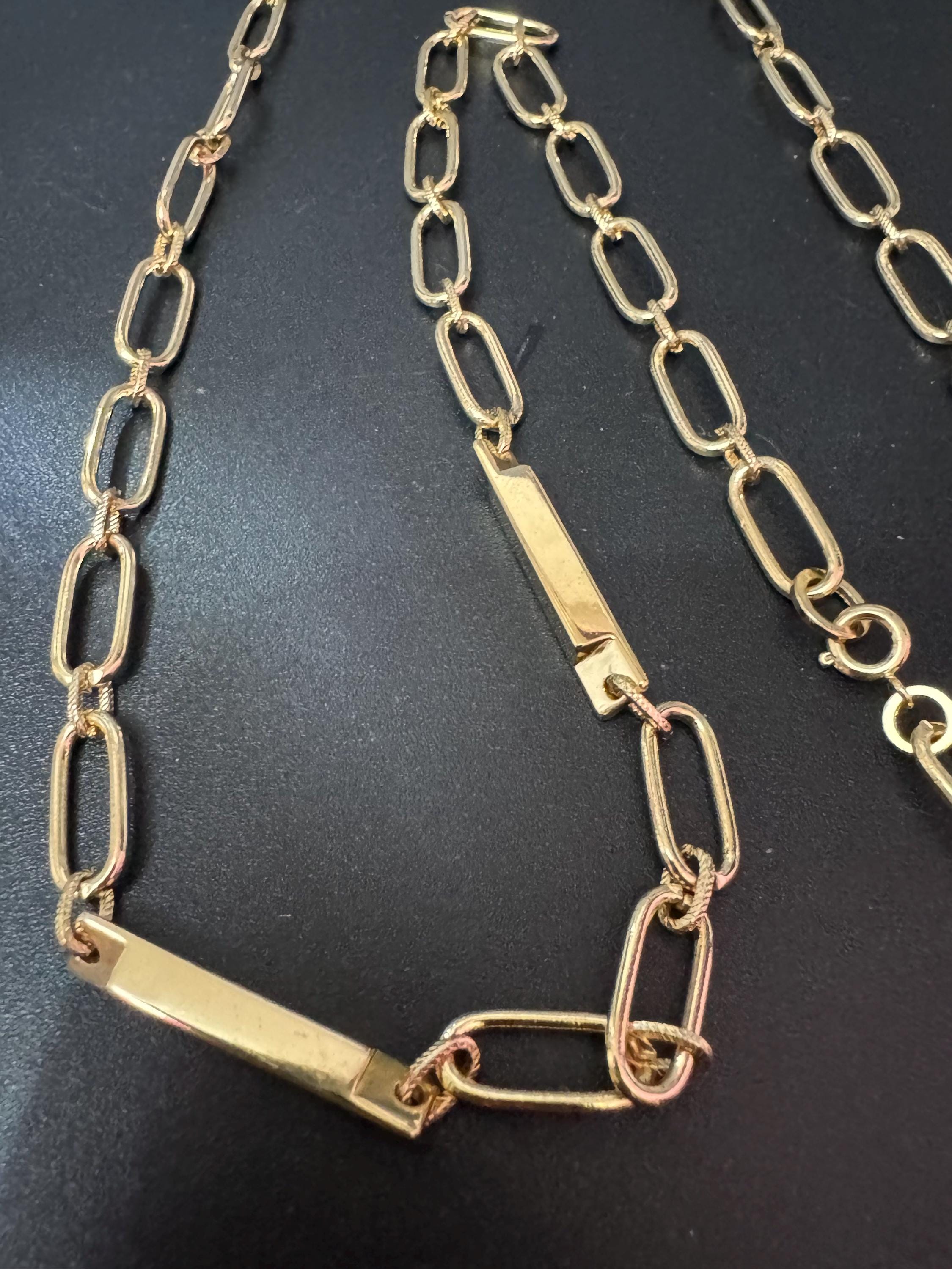 23” 76cm long 1980s gold tone fancy link station necklace for layering