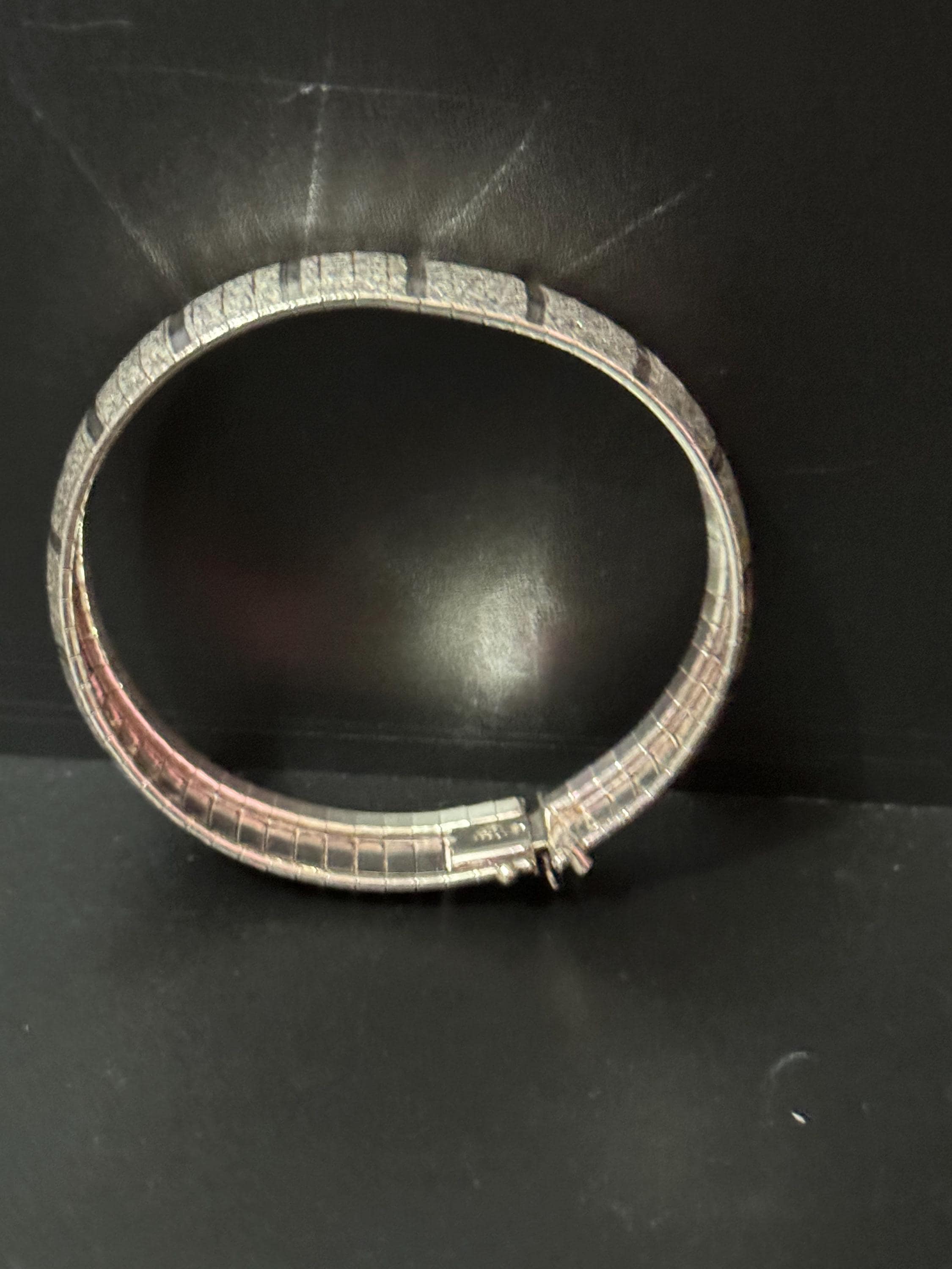 1970s Italian 925 sterling silver textured modernist cuff bracelet