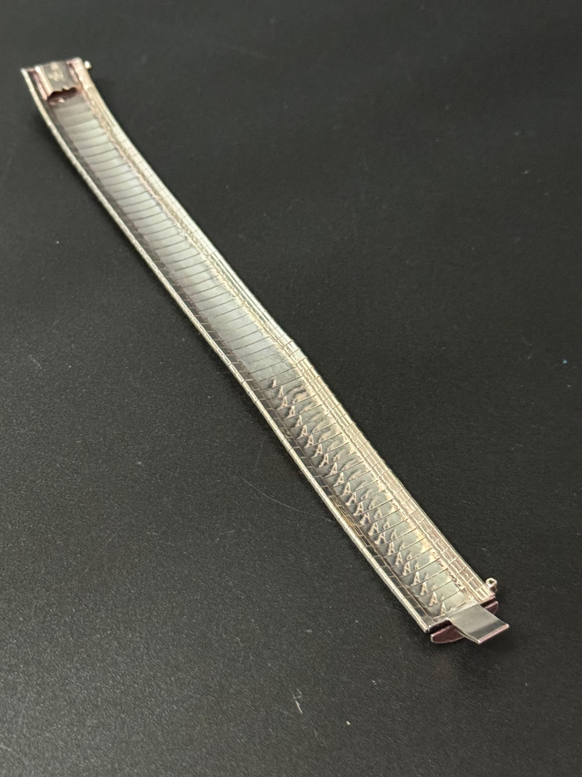 1970s Italian 925 sterling silver textured modernist cuff bracelet