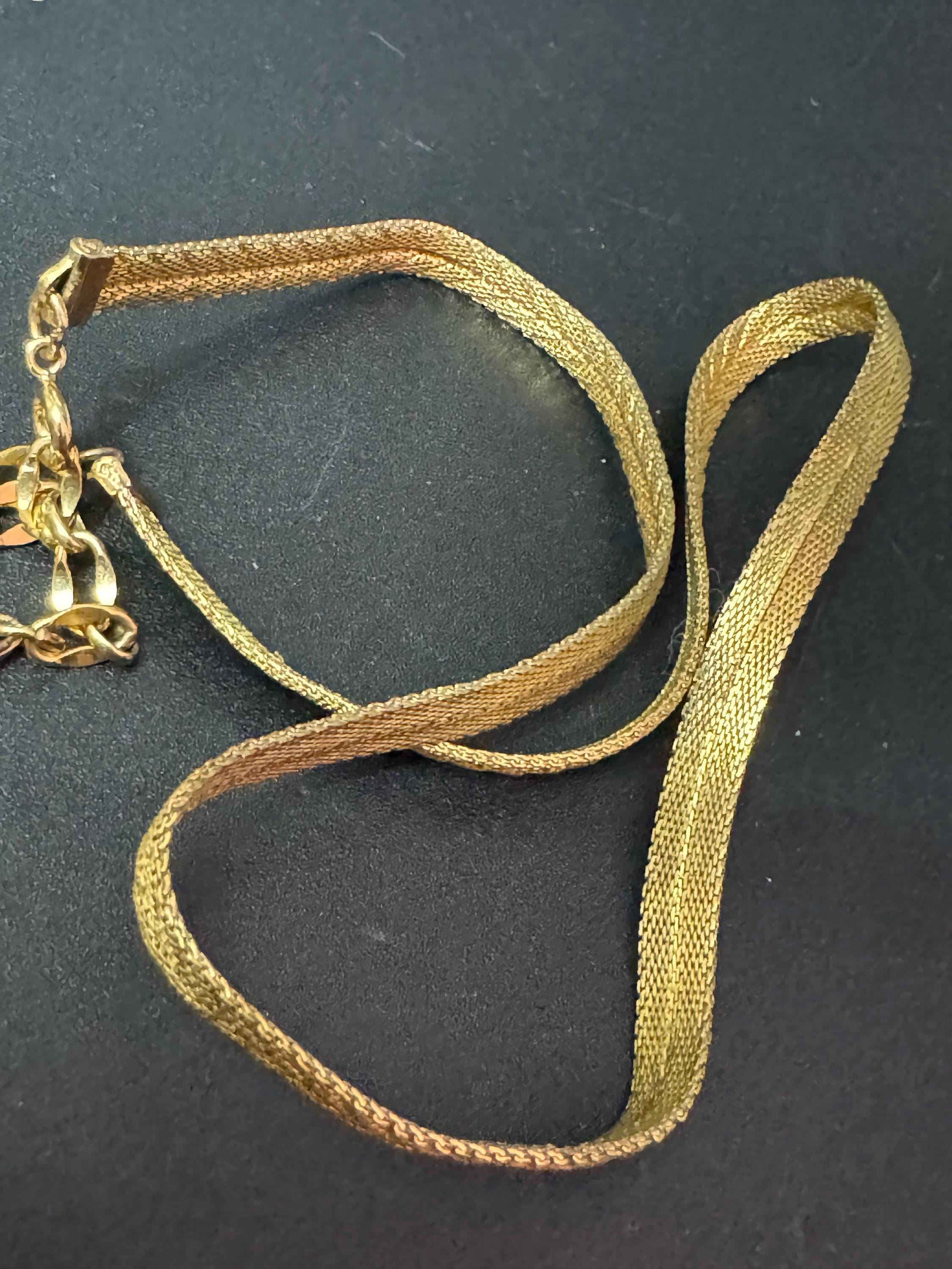 vintage modernist fine mesh gold choker necklace Vintage 1960s 40-46cm