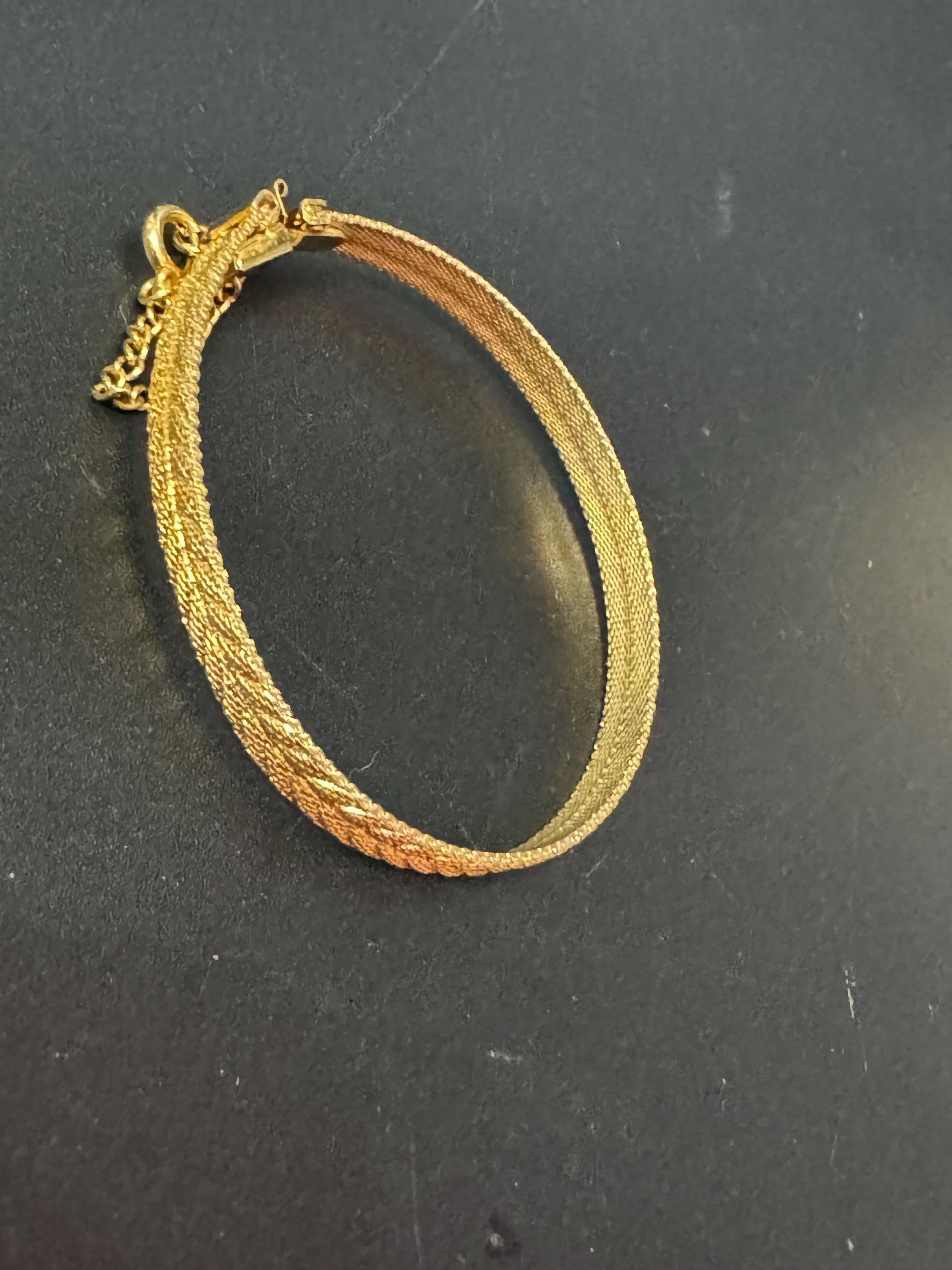 Vintage gold plated modernist slim flat mesh bangle bracelet 18.5 x 6mm