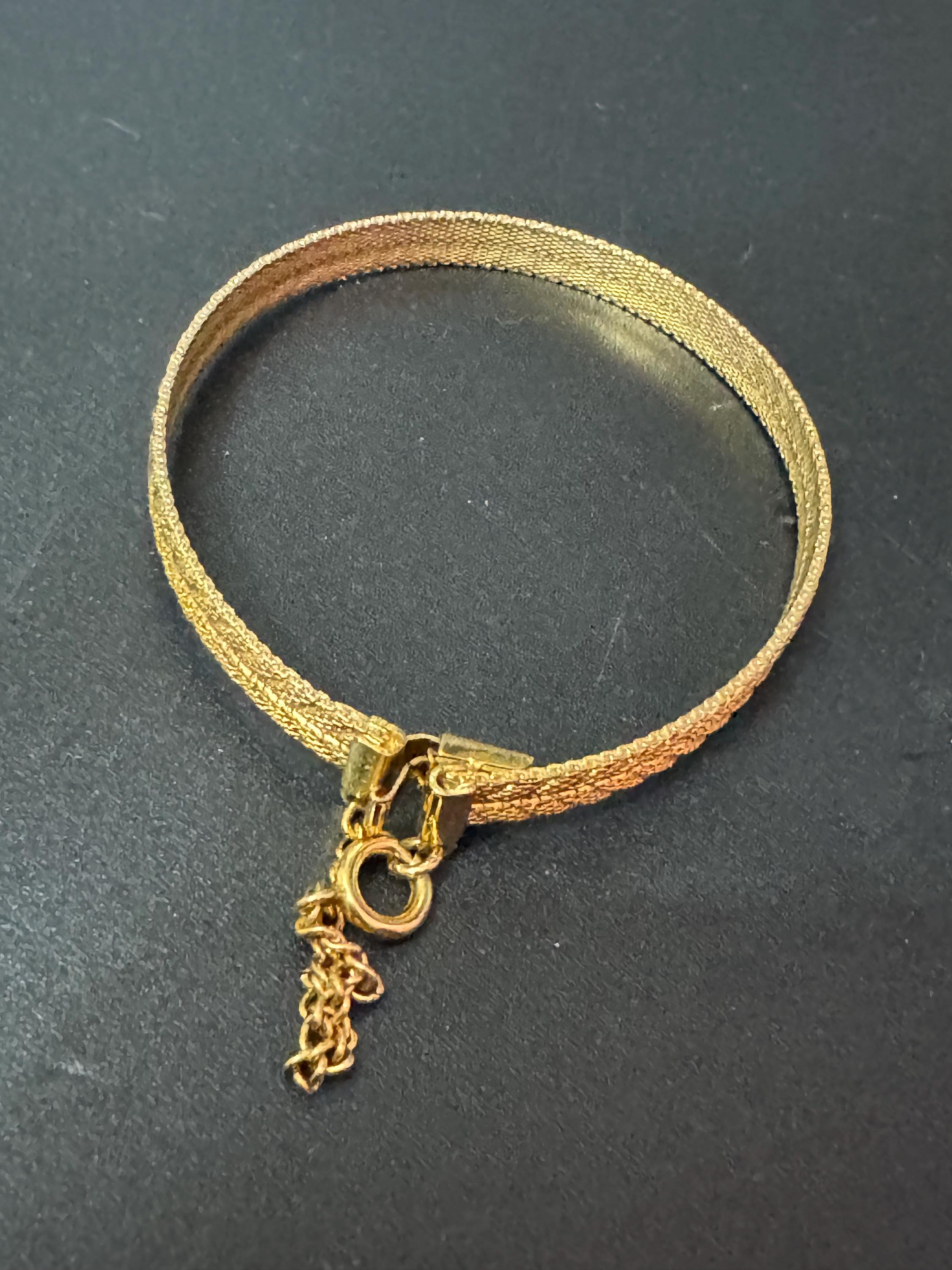 Vintage gold plated modernist slim flat mesh bangle bracelet 18.5 x 6mm