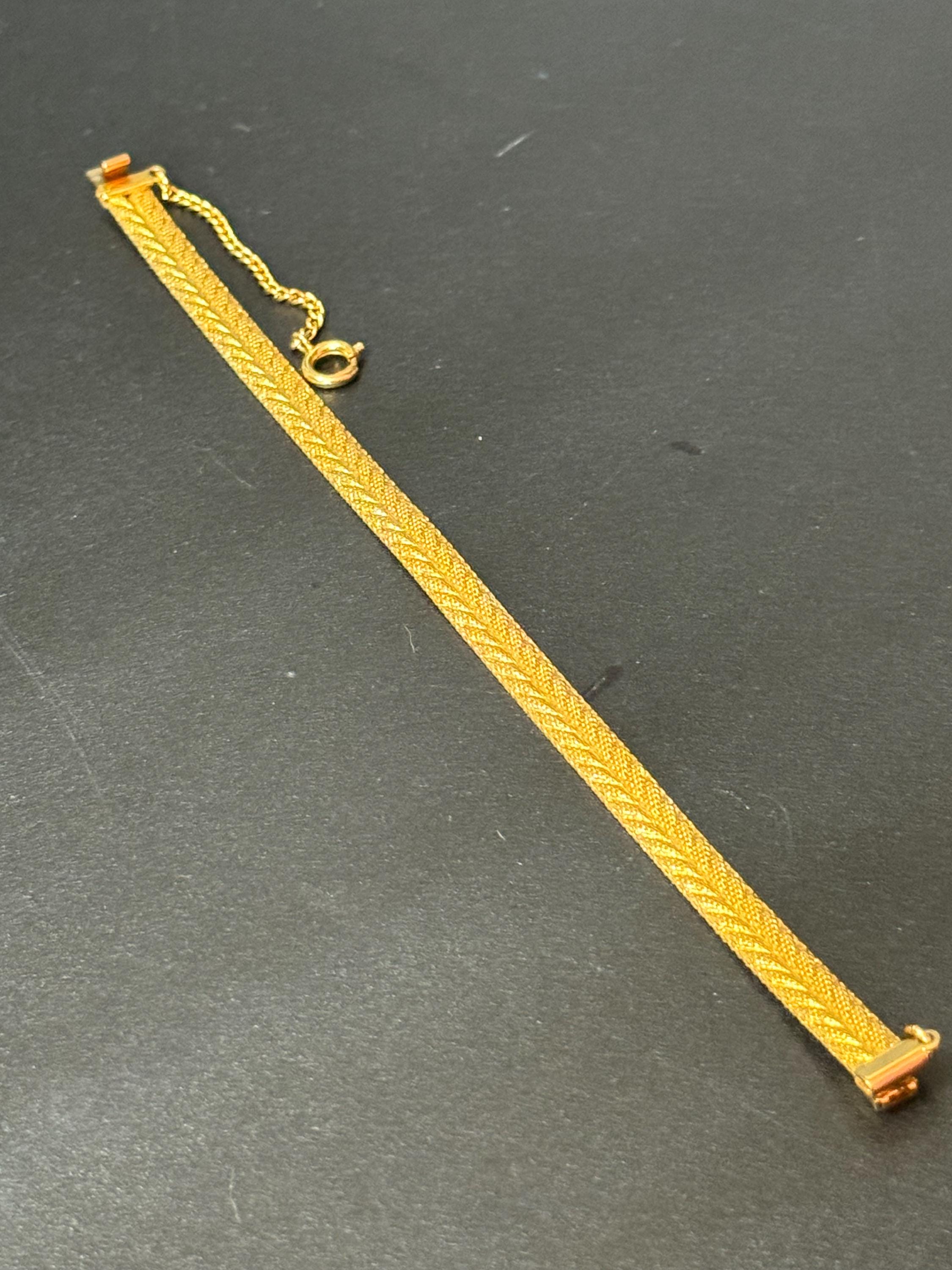 Vintage gold plated modernist slim flat mesh bangle bracelet 18.5 x 6mm