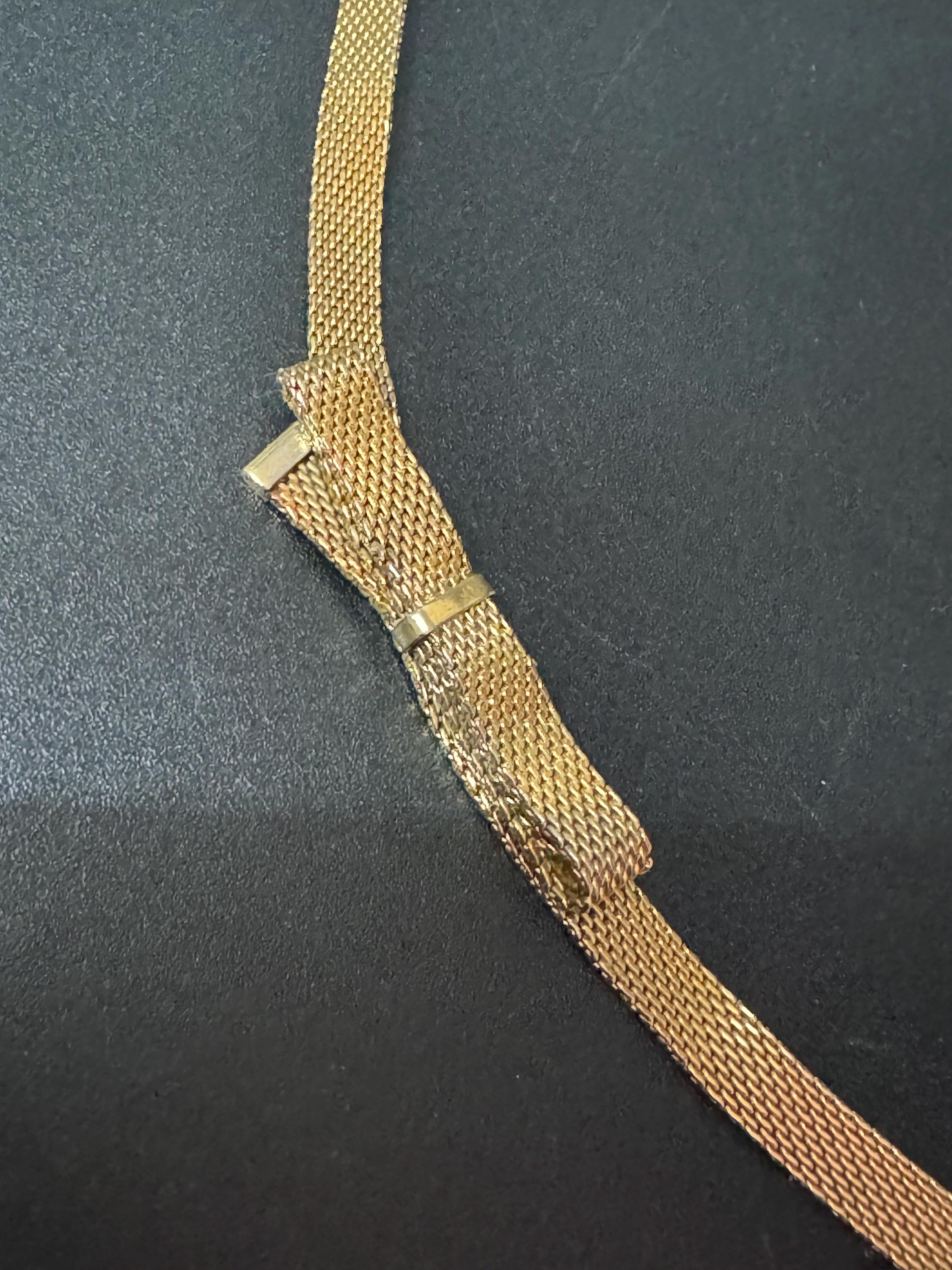 Vintage gold plated modernist slim flat mesh bow bracelet 18.5 x 7mm