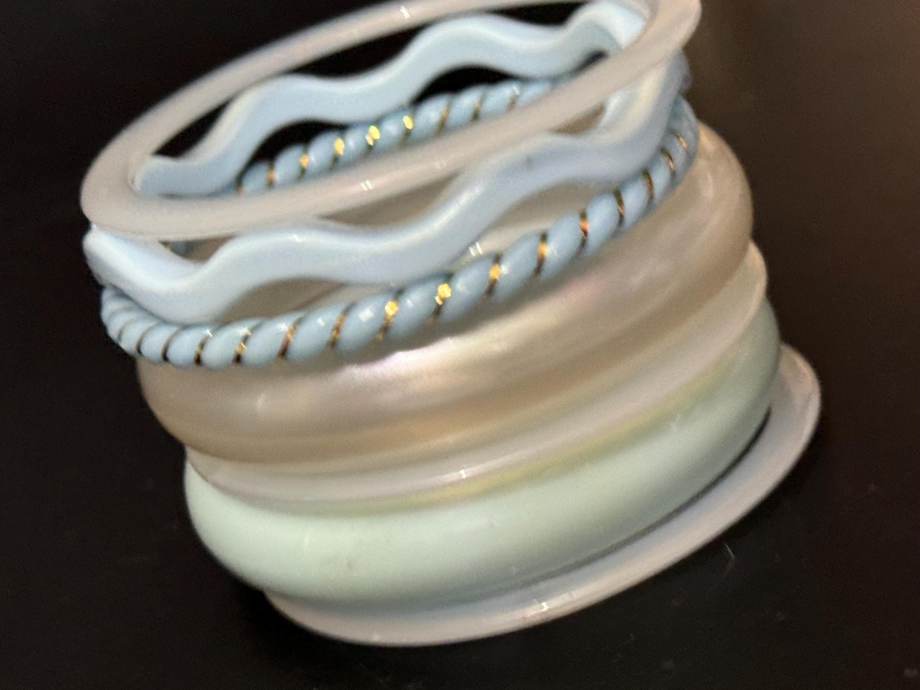 Light BLUE turquoise stack of vintage retro plastic bangles