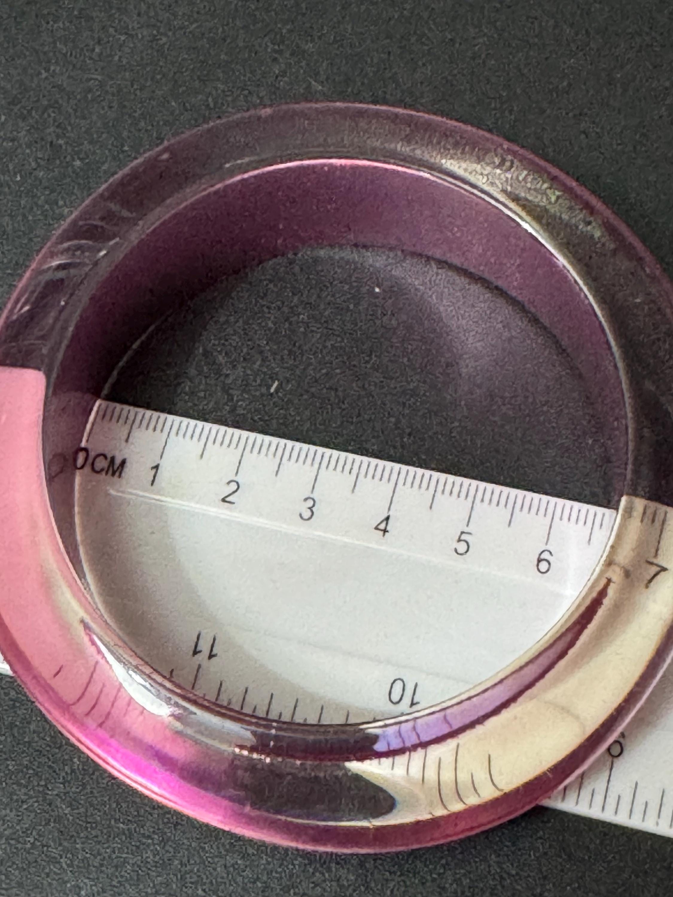 Retro Pink 2.5cm wide plastic bangle stacking layering metallic glowing