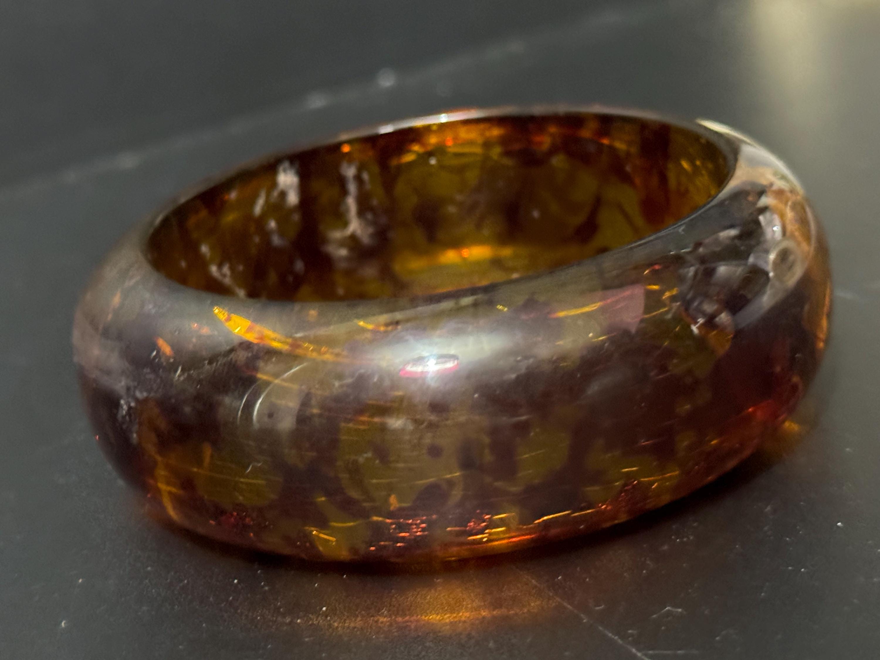 Faux tortoiseshell brown Perspex plastic  wide cuff bangle bracelet stacking layering Vintage