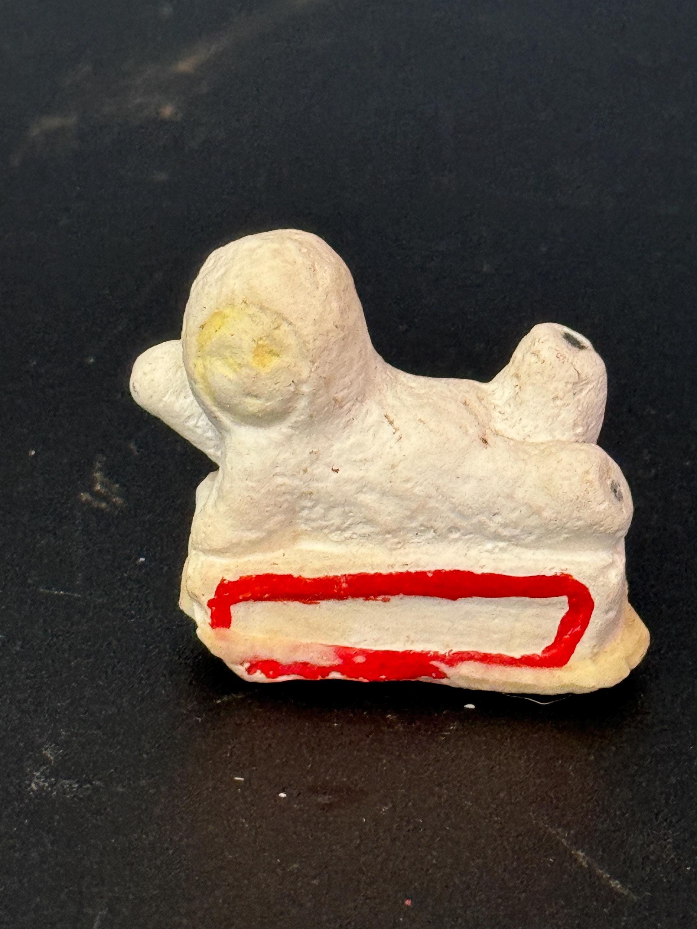 Antique Vintage PLASTER or bisque Snow Baby on sledge Christmas Xmas Cake topper