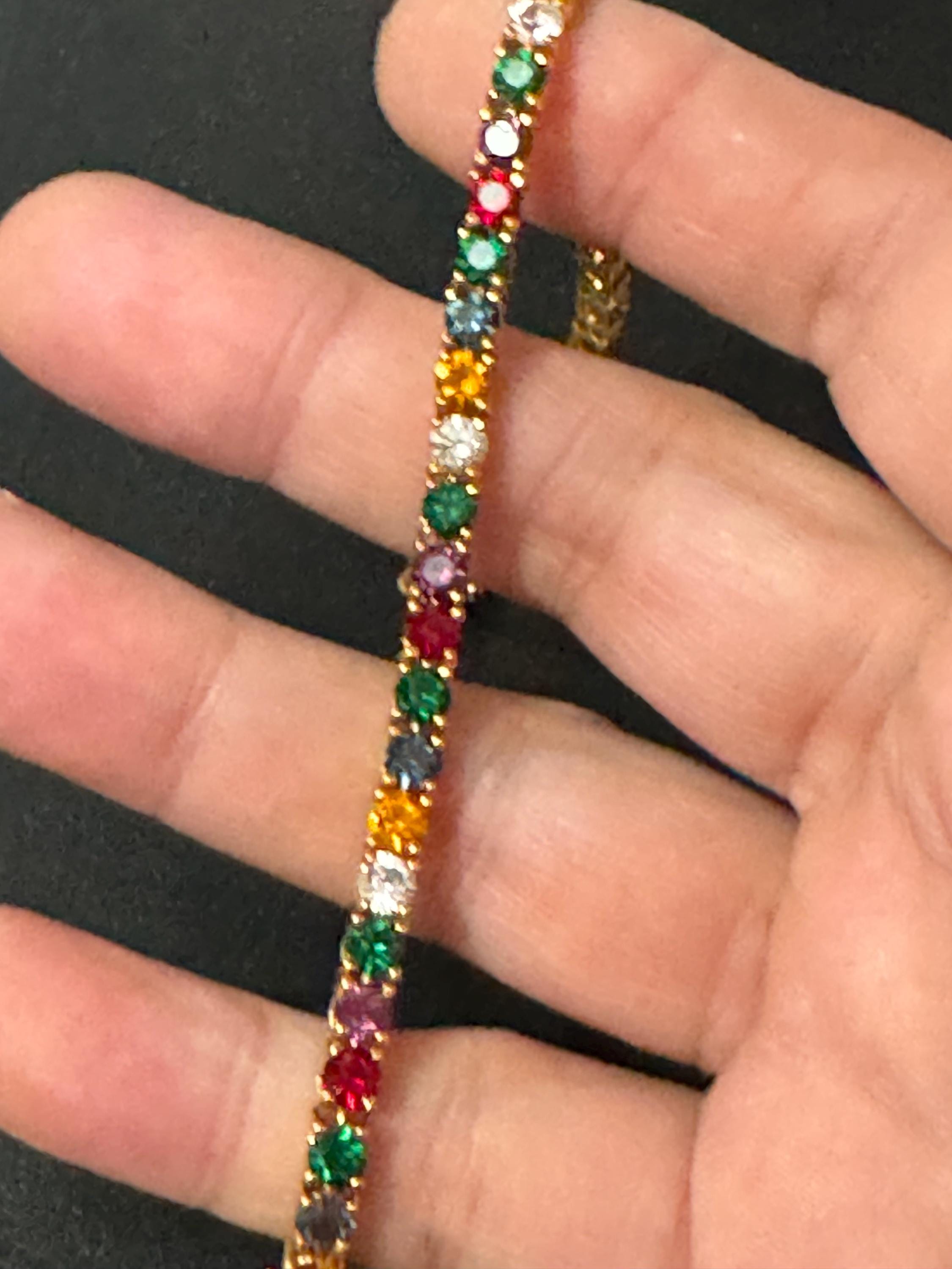 Signed Joan rivers gold plated multi coloured rainbow rhinestone tennis bracelet