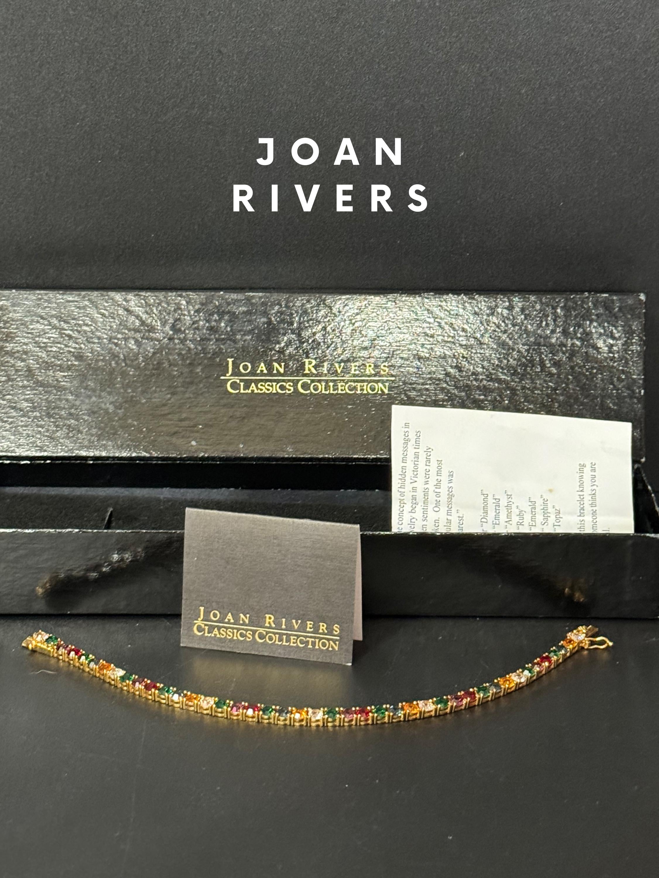 Signed Joan rivers gold plated multi coloured rainbow rhinestone tennis bracelet