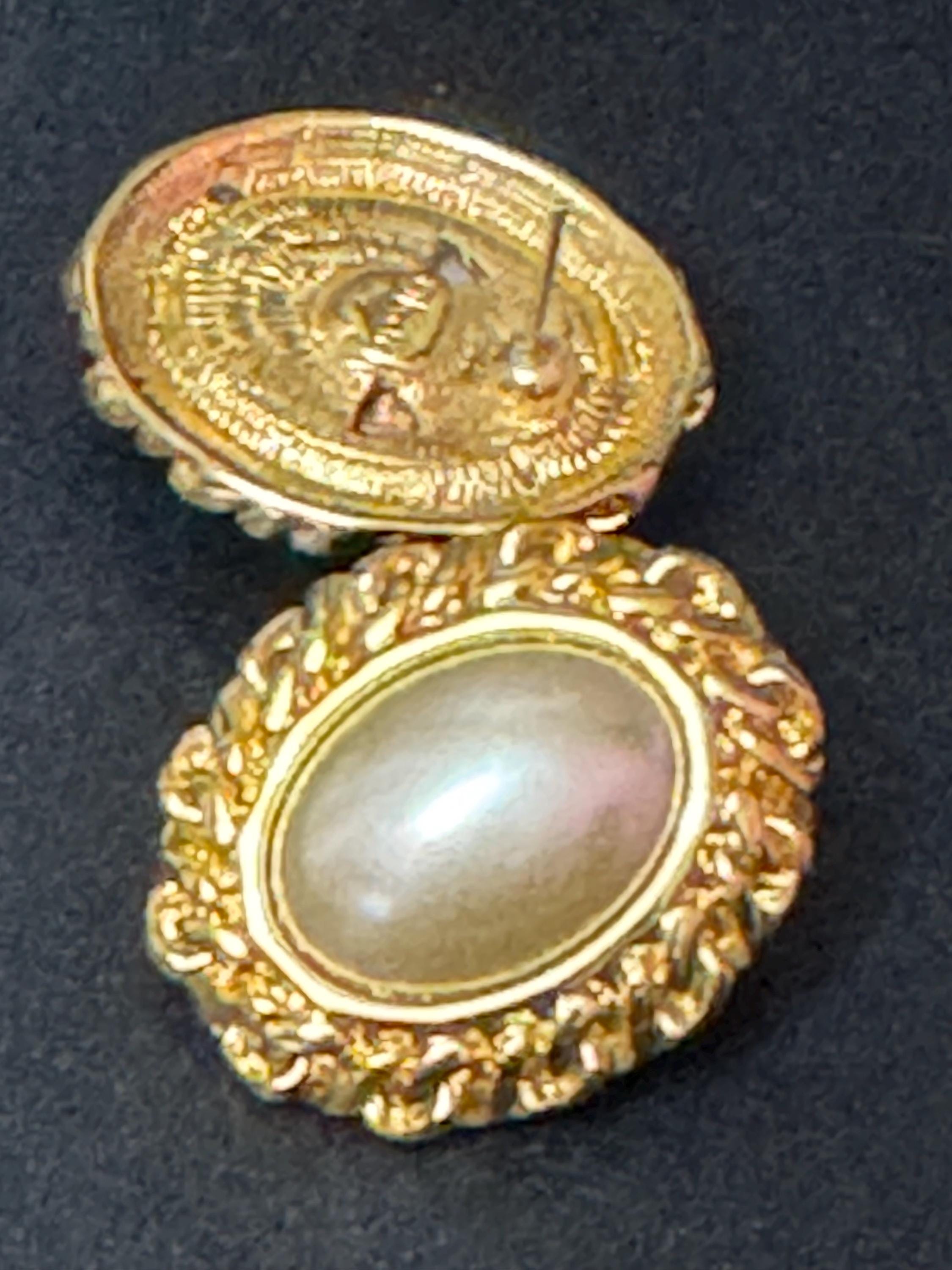Signed KJL boxed set of interchangeable oval cabochon stud pierced earrings Kenneth lane