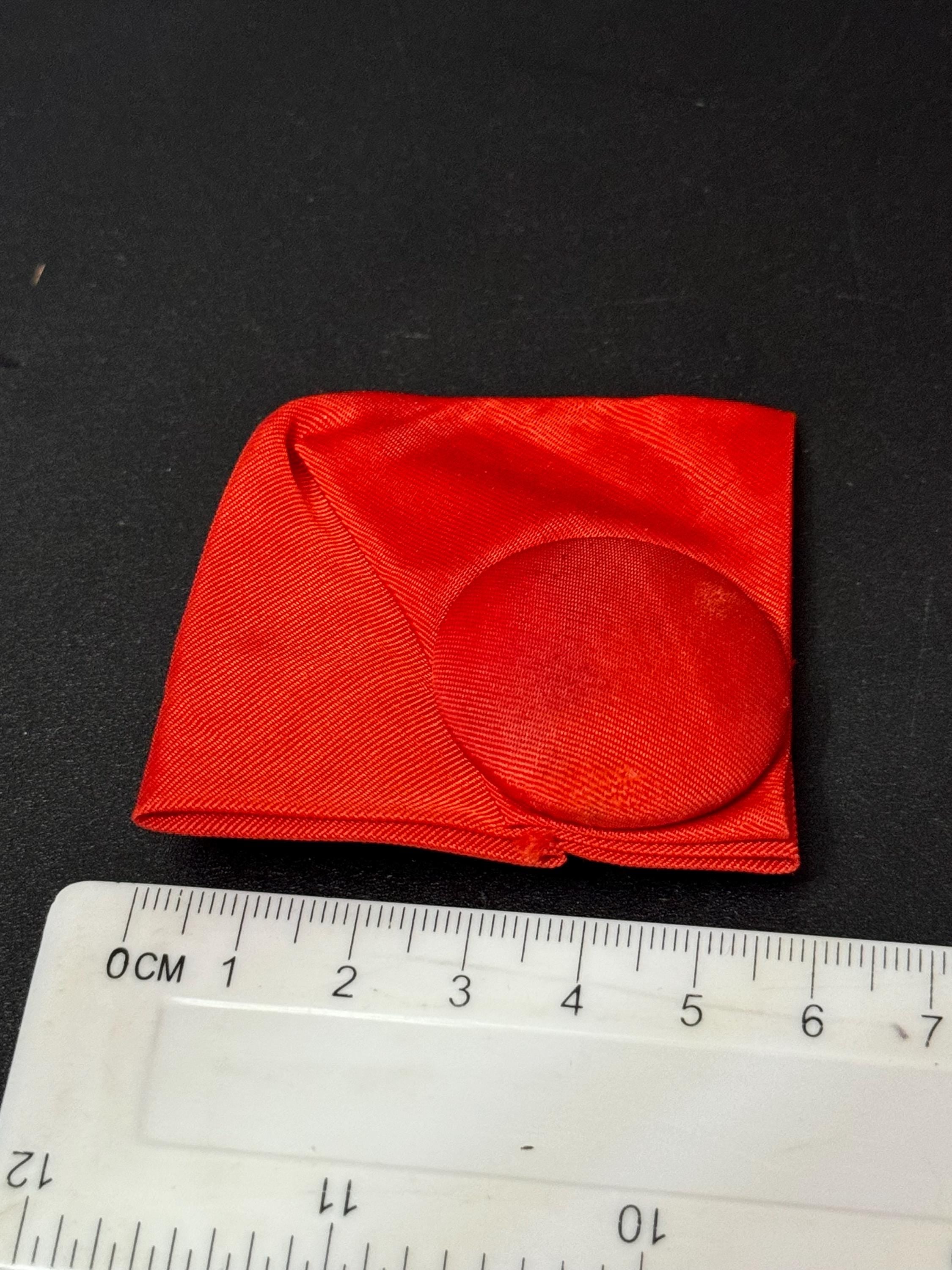 Vintage signed Paloma Picasso bright red button ribbon brooch