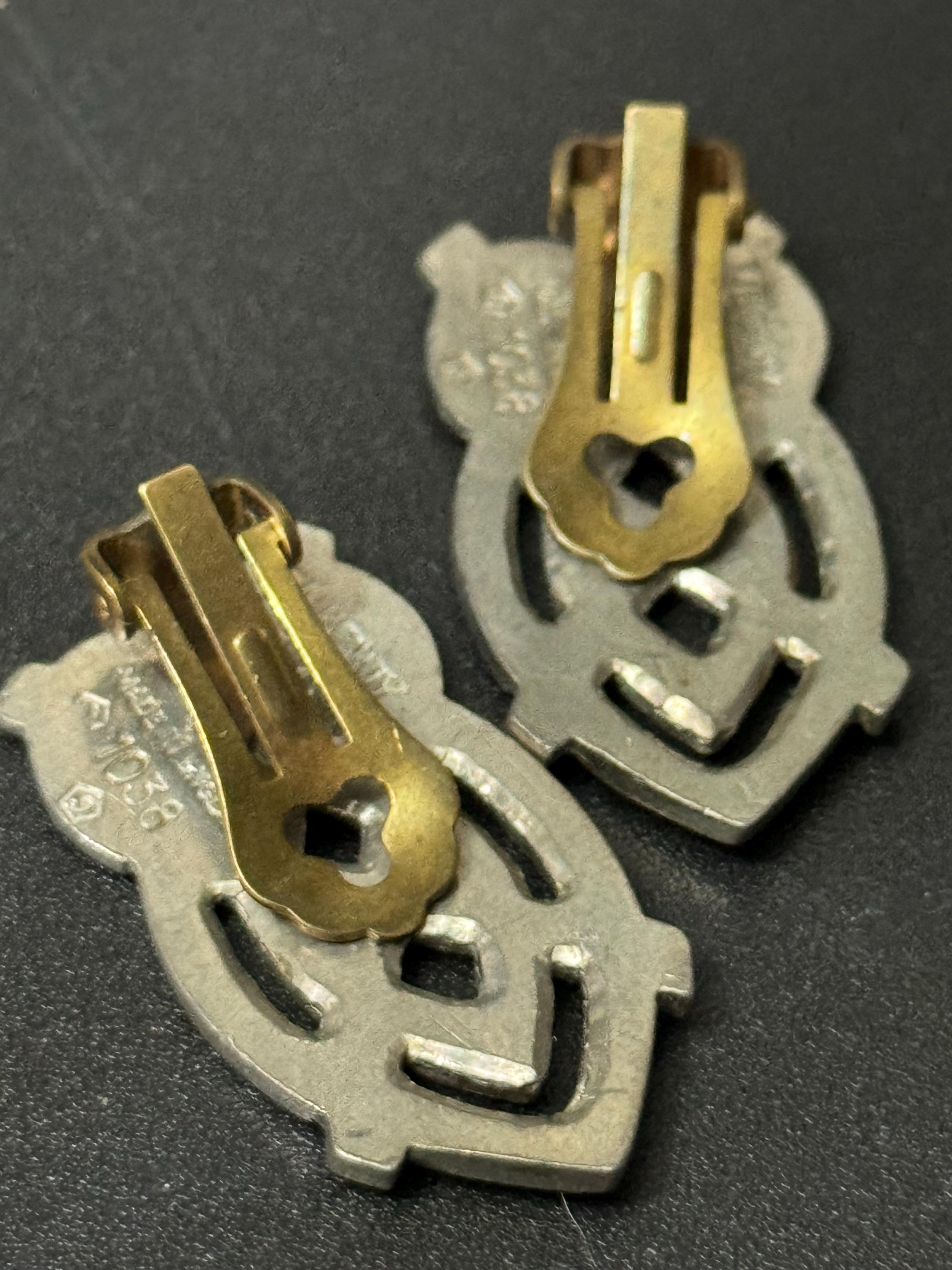 Signed liberty large pewter Celtic clip on earrings silver tone