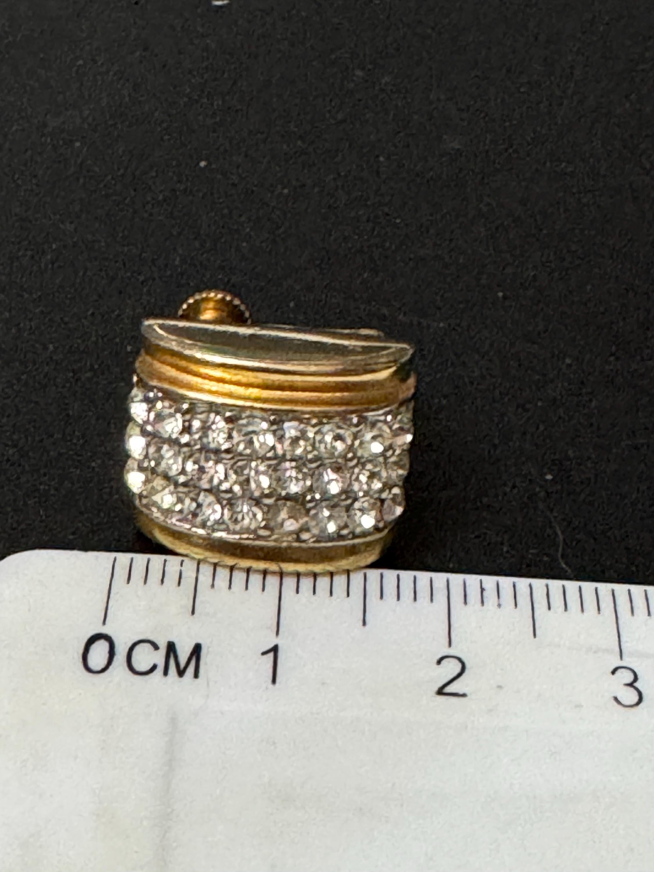 Signed NAPIER gold tone clear diamanté domed stud clip on earrings