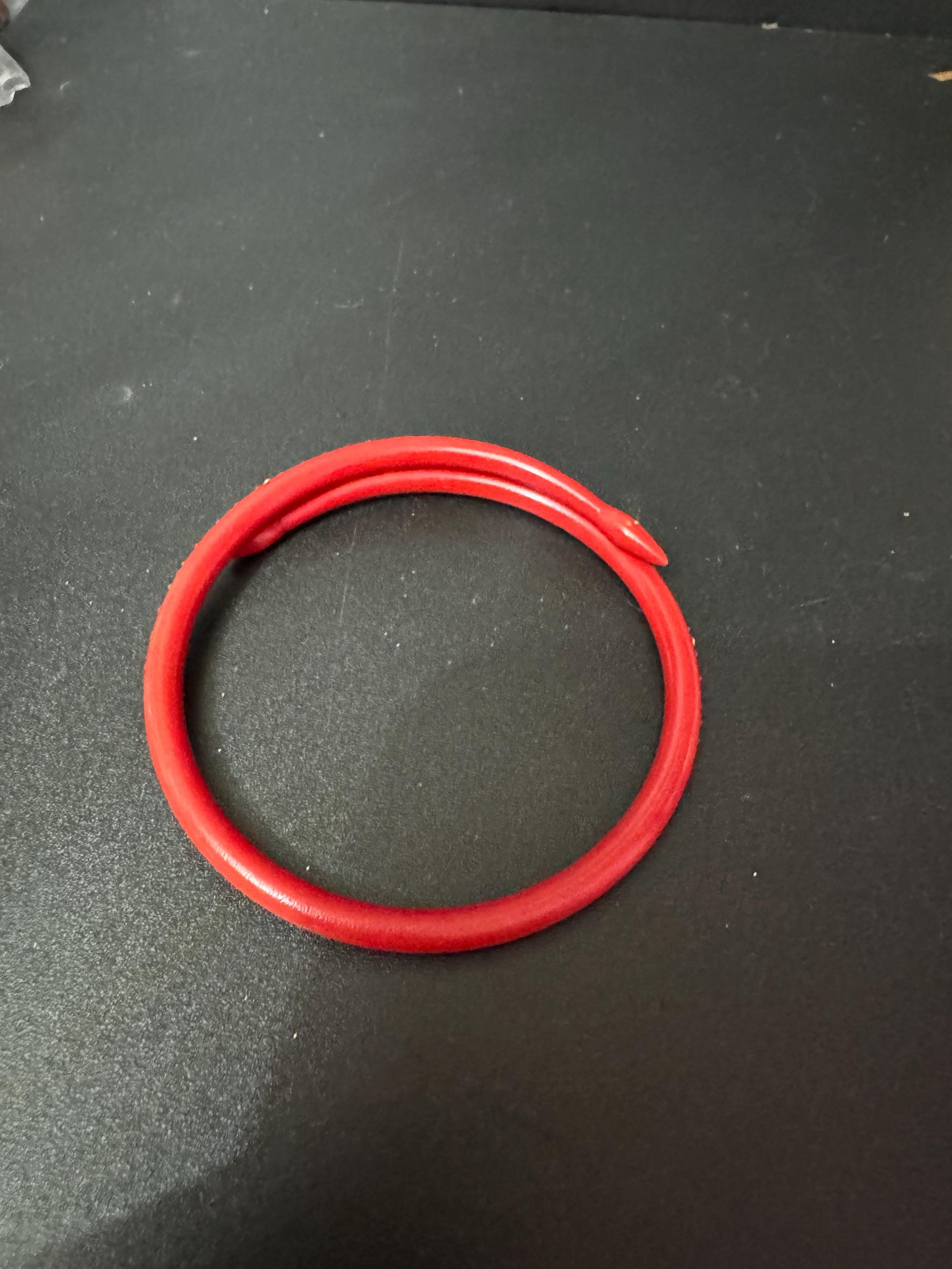 Antique Art Deco Galalith red Early Plastic Celluloid SNAKE wrap bangle bracelet with inset diamanté pique work